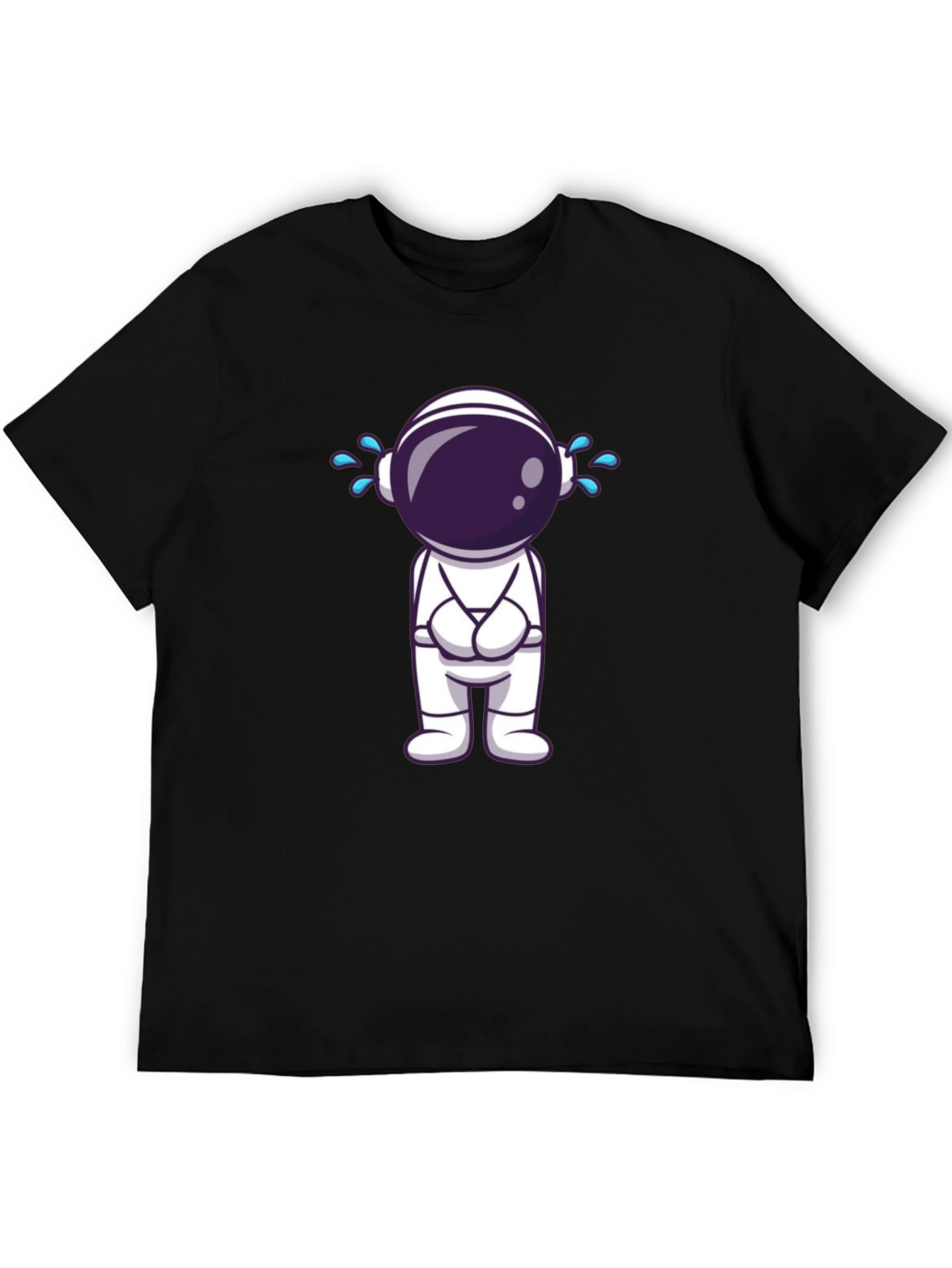 Black Sad Astronaut Graphic T-Shirt view 5