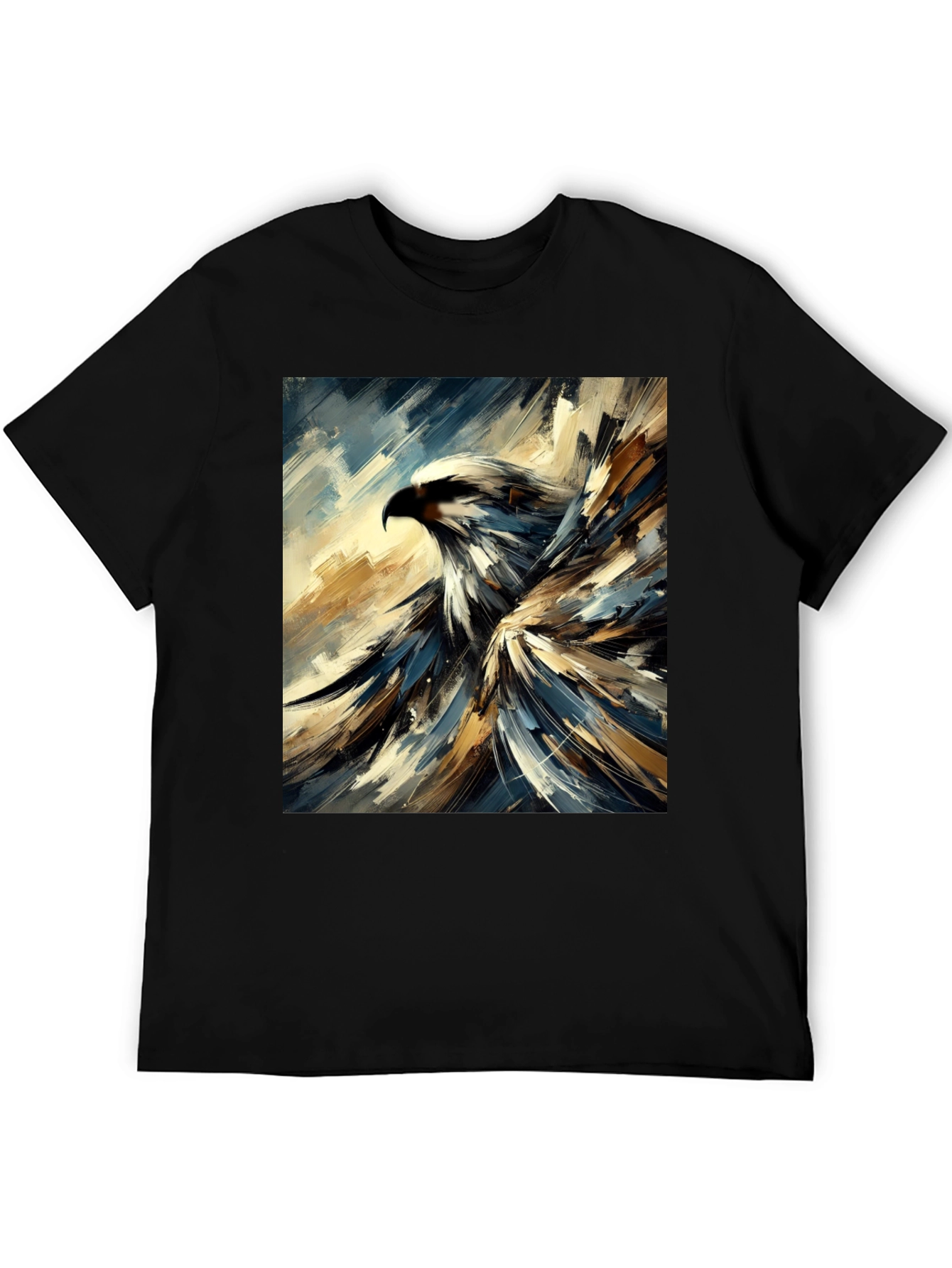 Black Abstract Eagle Graphic Black T-Shirt view 5