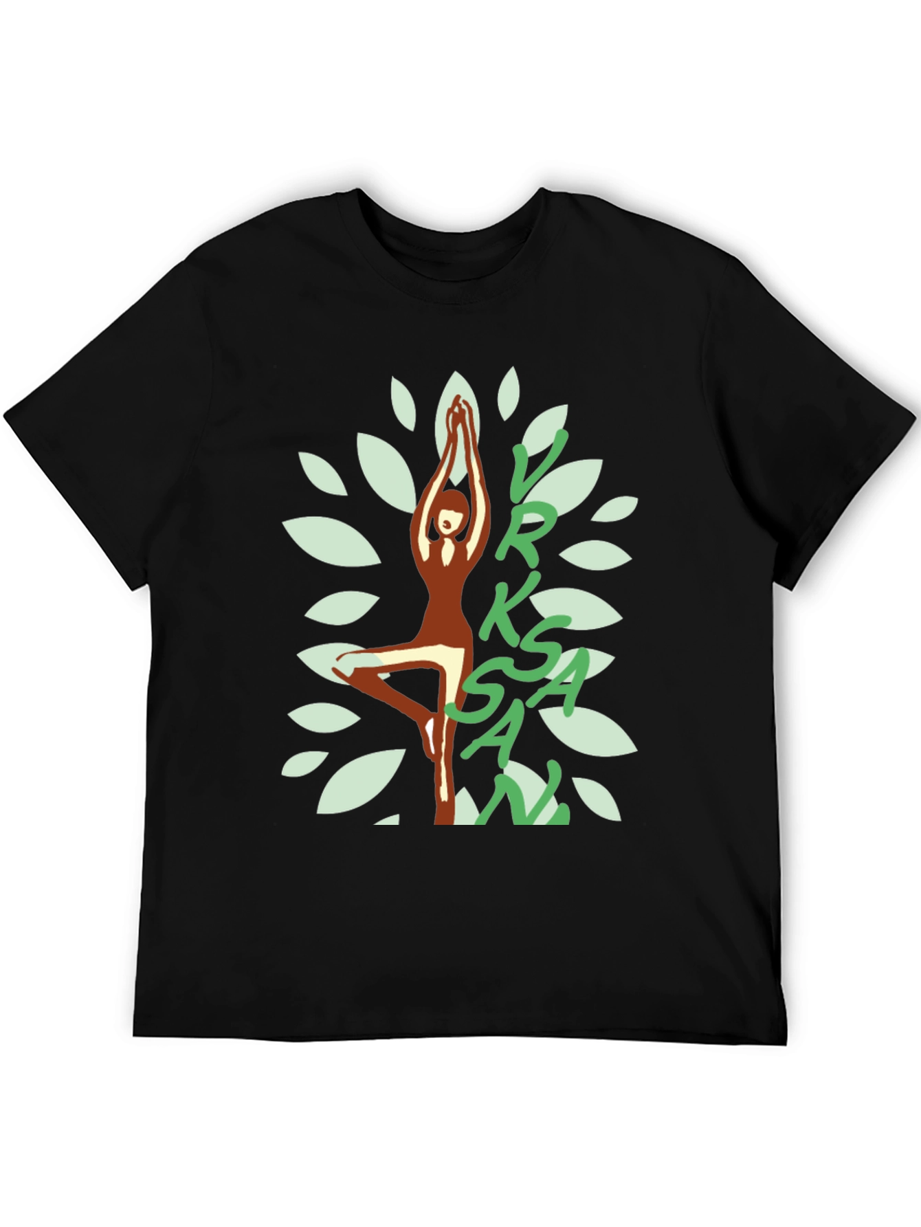 Black Vrksasana Tree Yoga Pose Black T-Shirt view 5