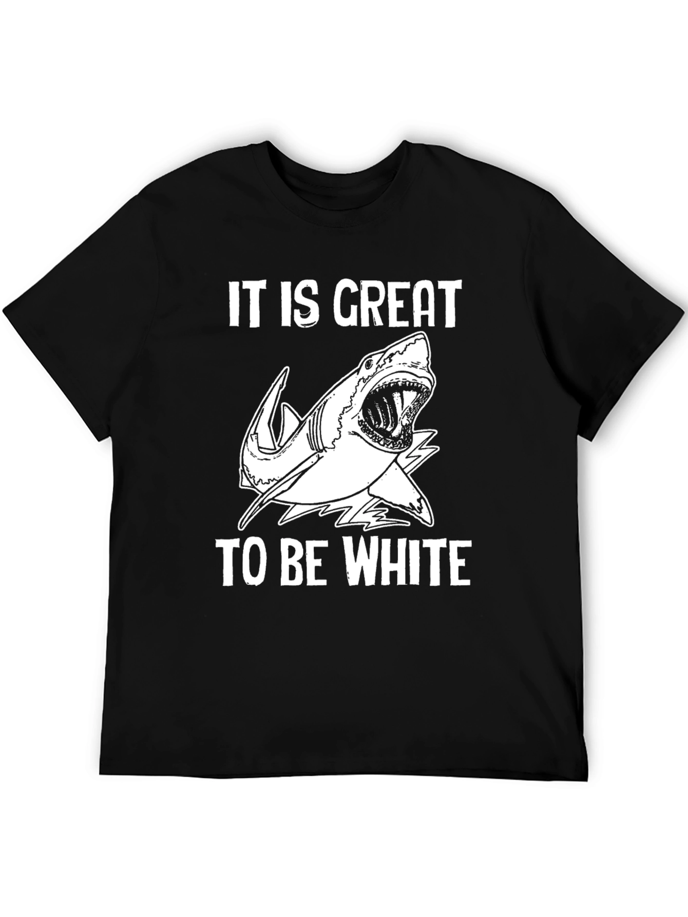 Black It Is Great to Be White Shark Graphic Tee view 5