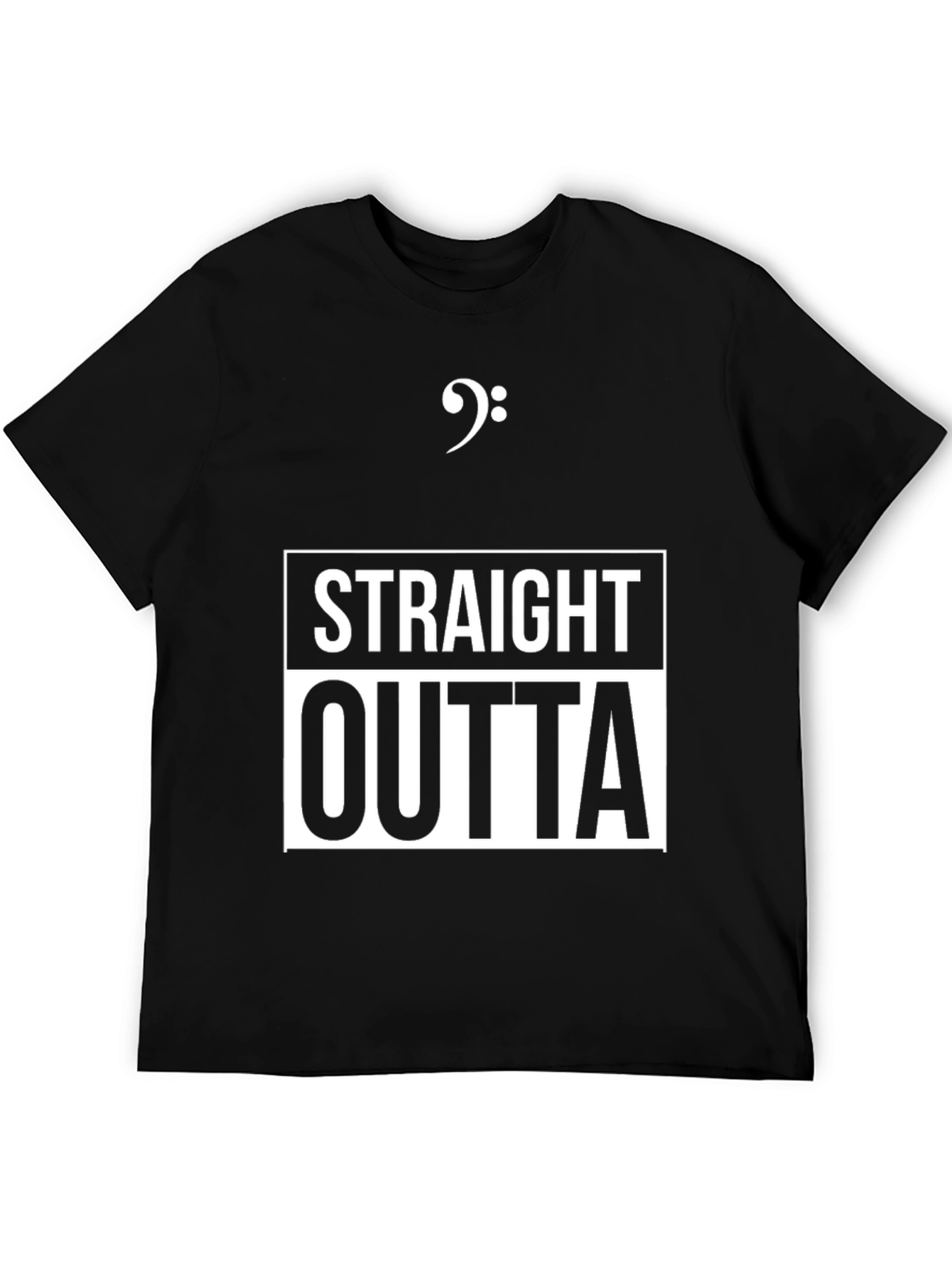 Black Straight Outta Bass Clef Music T-Shirt view 5