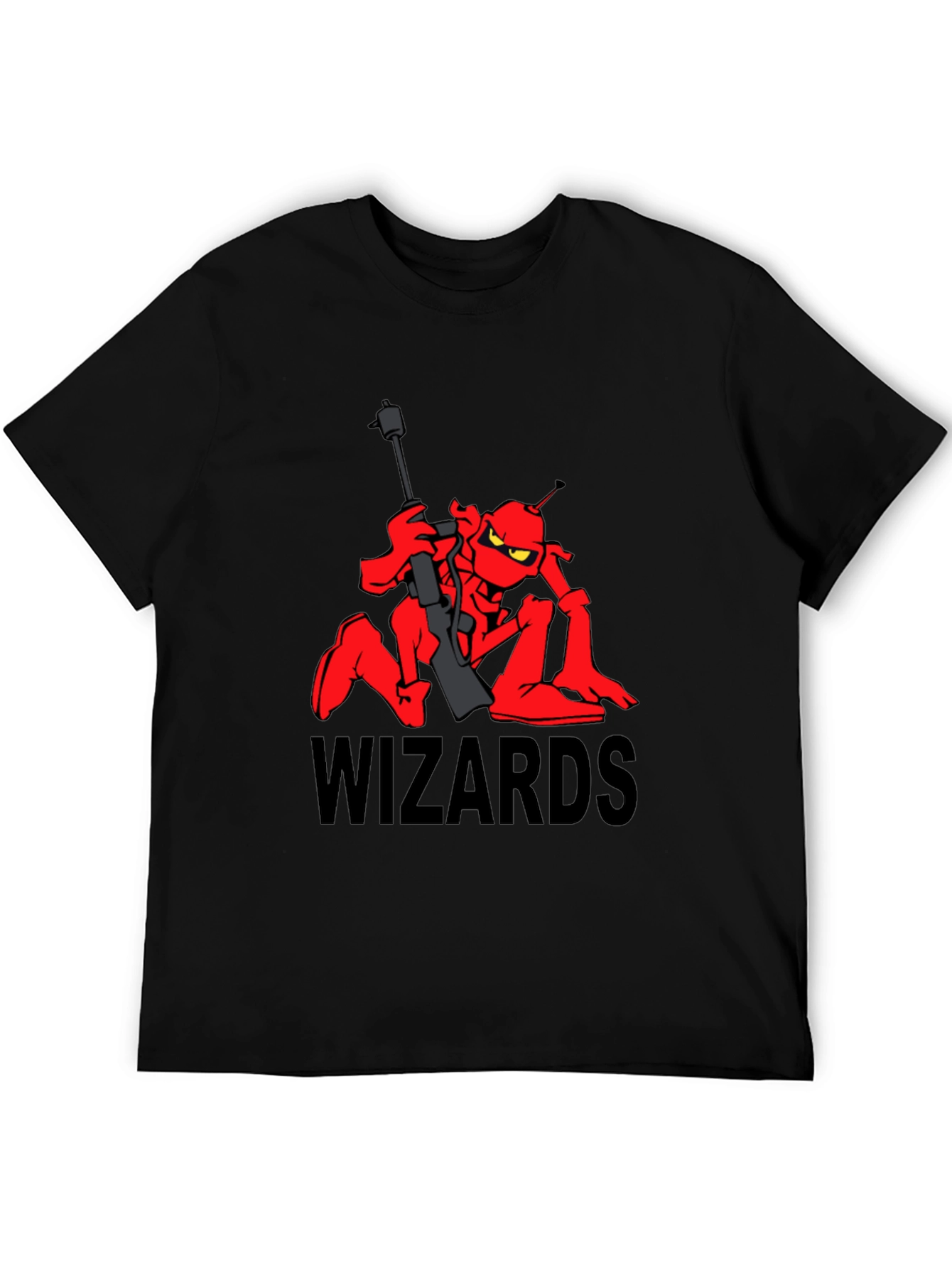 Black Wizards Cartoon T-Shirt - Red Alien Design view 5