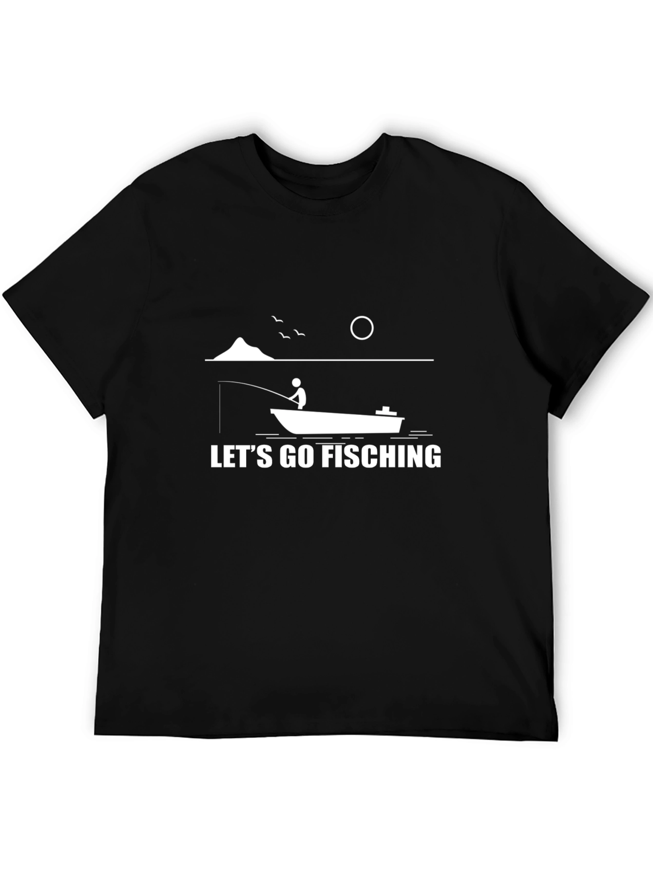 Black Let's Go Fishing Graphic Tee - Black view 5