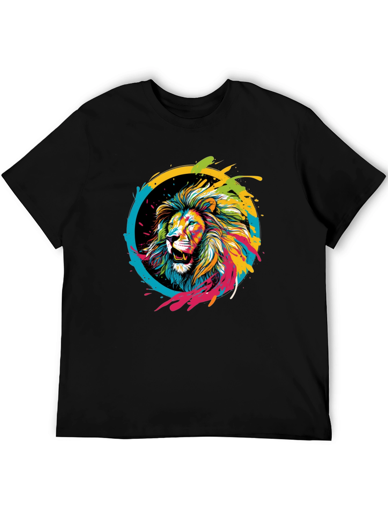 Black Lion Art T-Shirt - Colorful Graphic Tee view 5