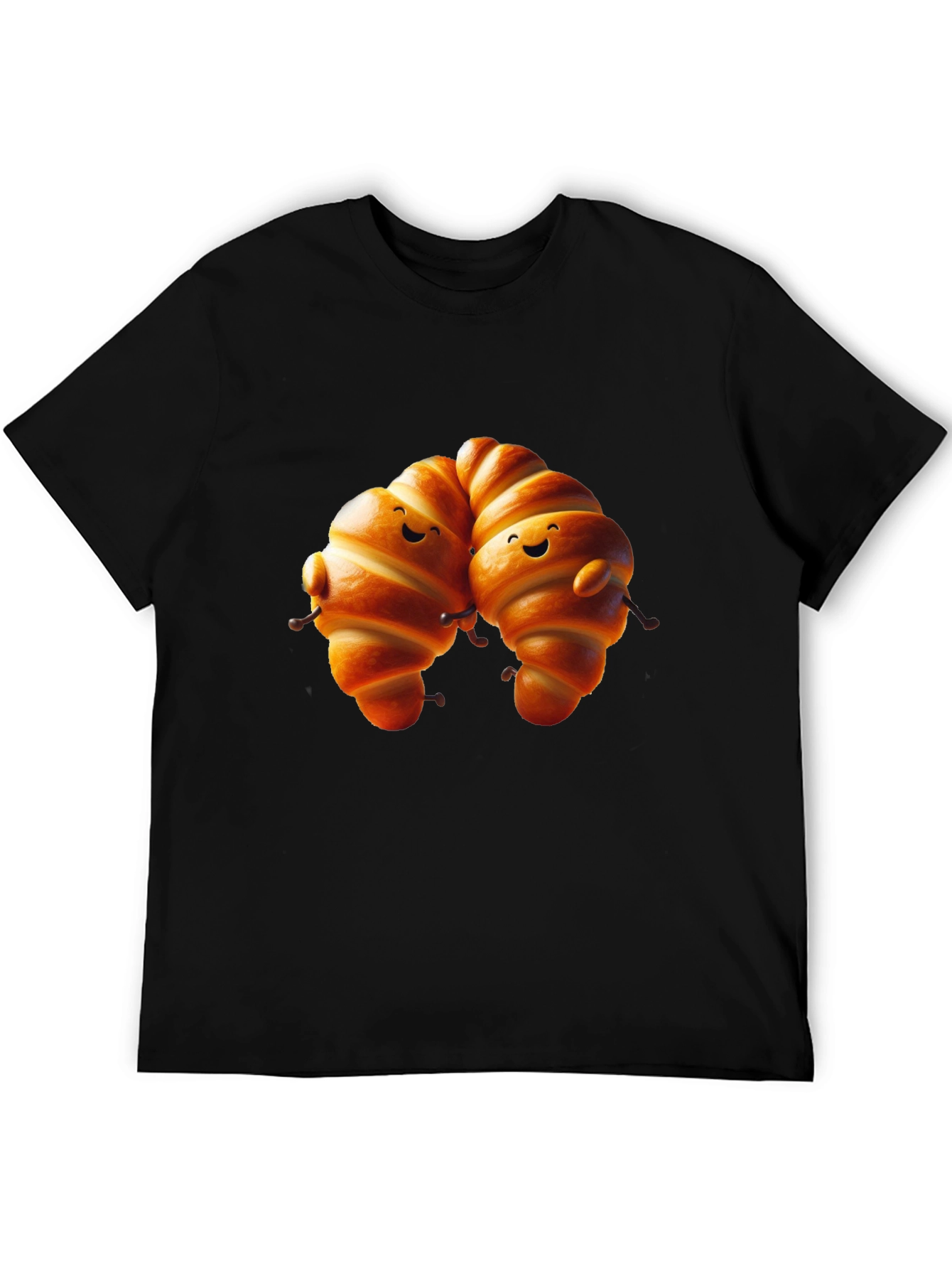 Black Cute Croissant Couple Graphic Tee view 5
