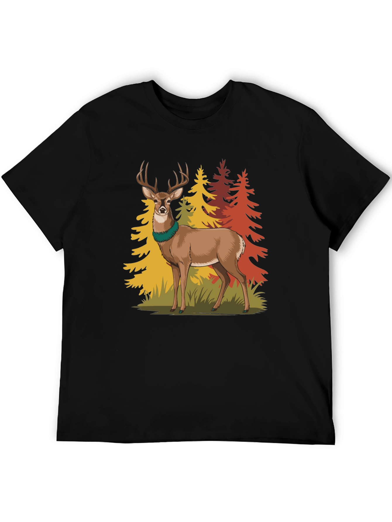 Black Deer Forest Graphic Tee - Nature Lover's T-Shirt view 5