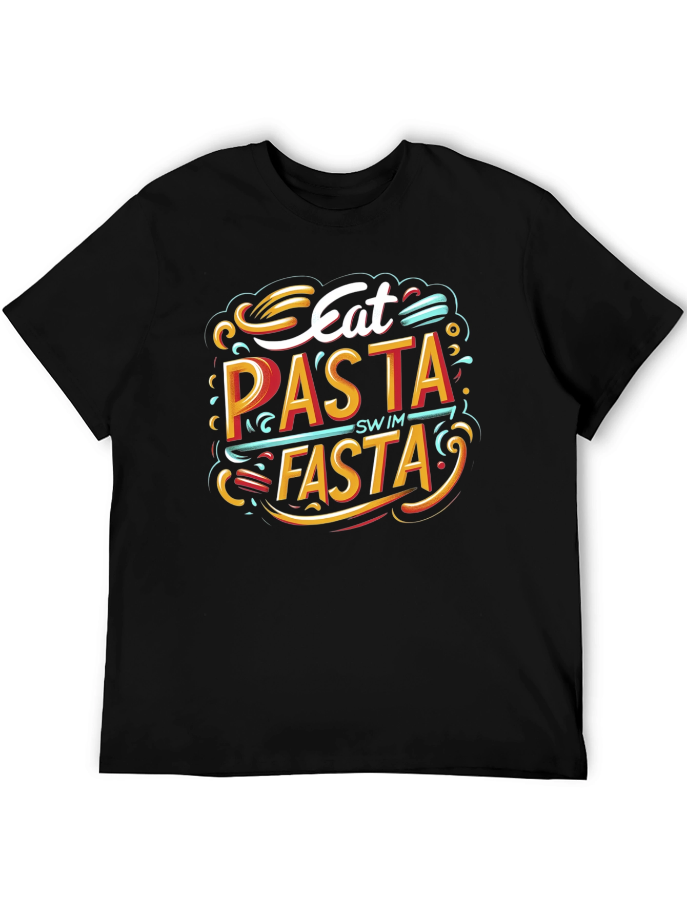 Black Eat Pasta Swim Fasta Graphic T-Shirt view 5