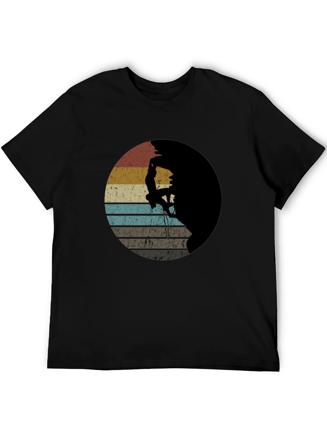 Black Retro Rock Climbing T-Shirt - Vintage Style Tee view 5