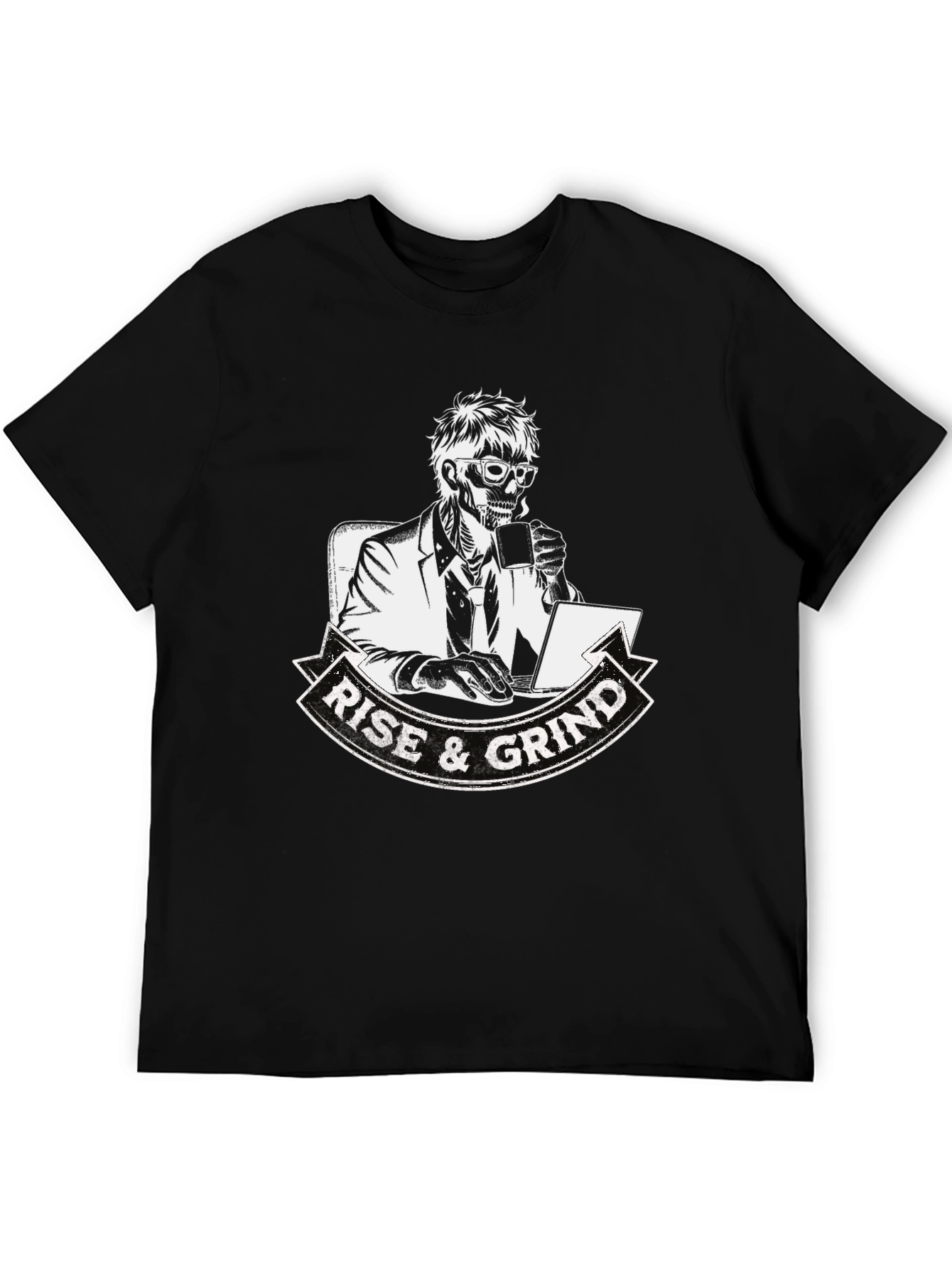 Black Rise and Grind Skeleton Graphic T-Shirt view 5