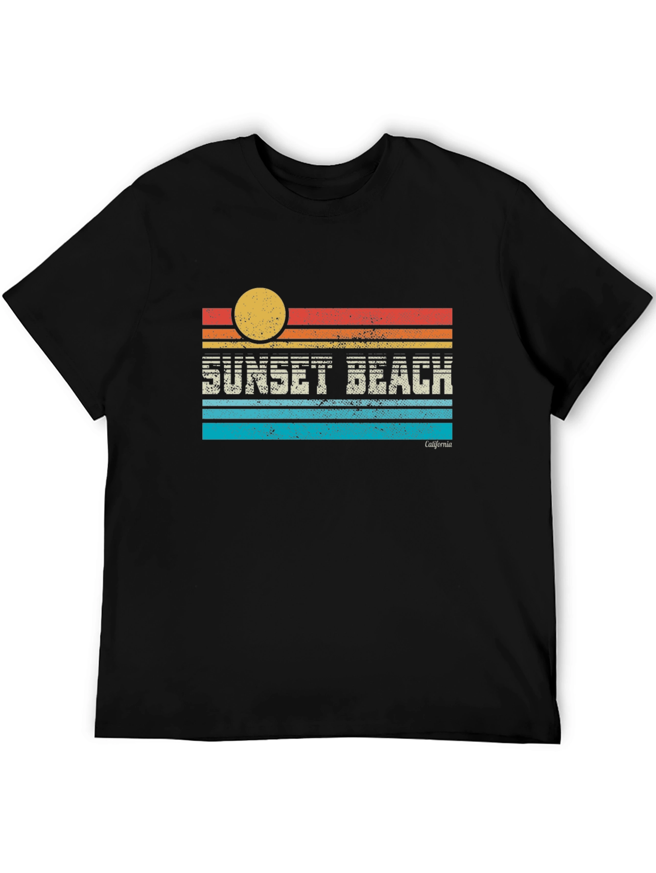 Black Sunset Beach California Graphic T-Shirt view 5