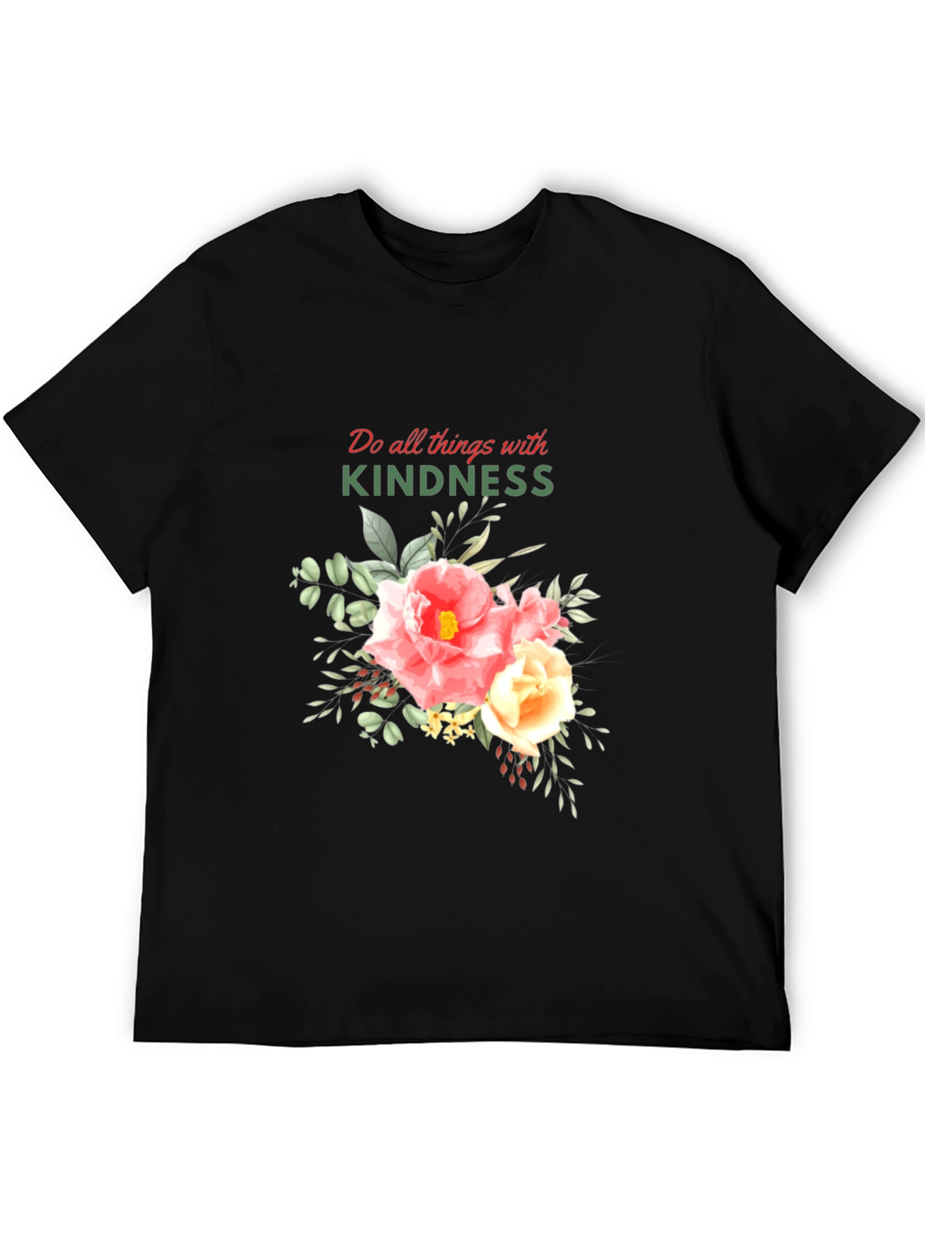 Black Kindness Floral Graphic T-Shirt view 5