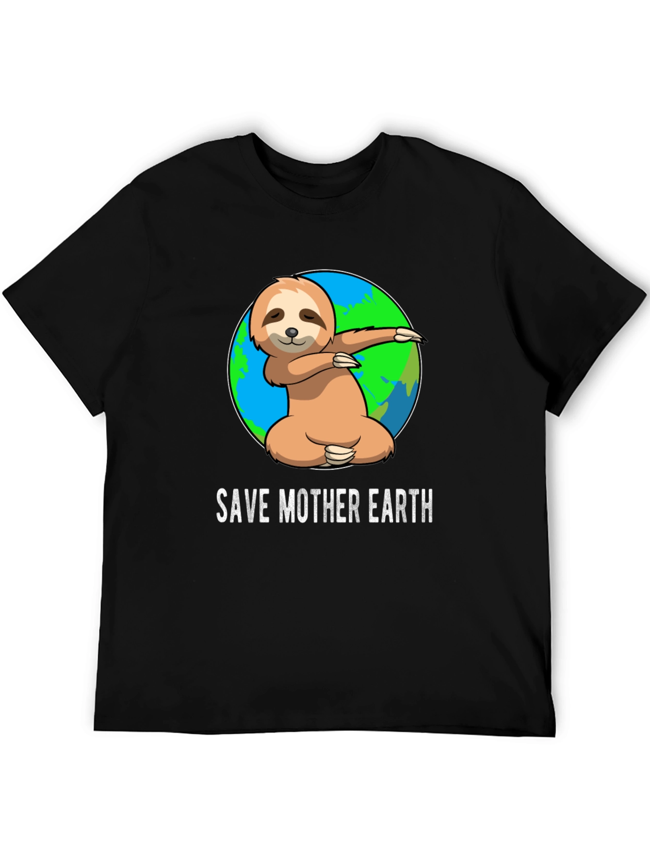 Black Save Mother Earth Sloth T-Shirt view 5