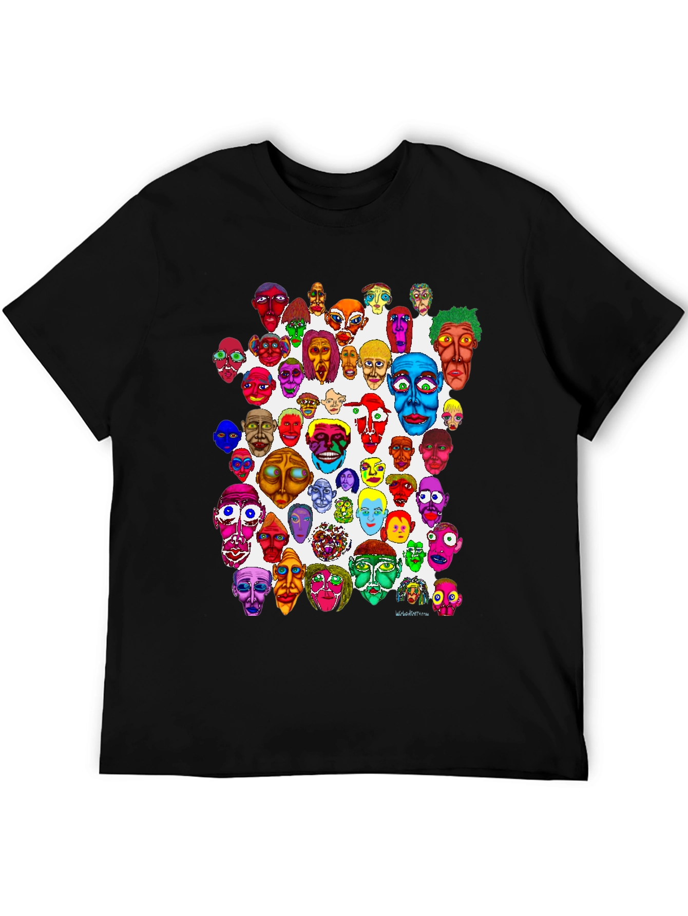 Black Unique Colorful Faces Graphic Tee view 5