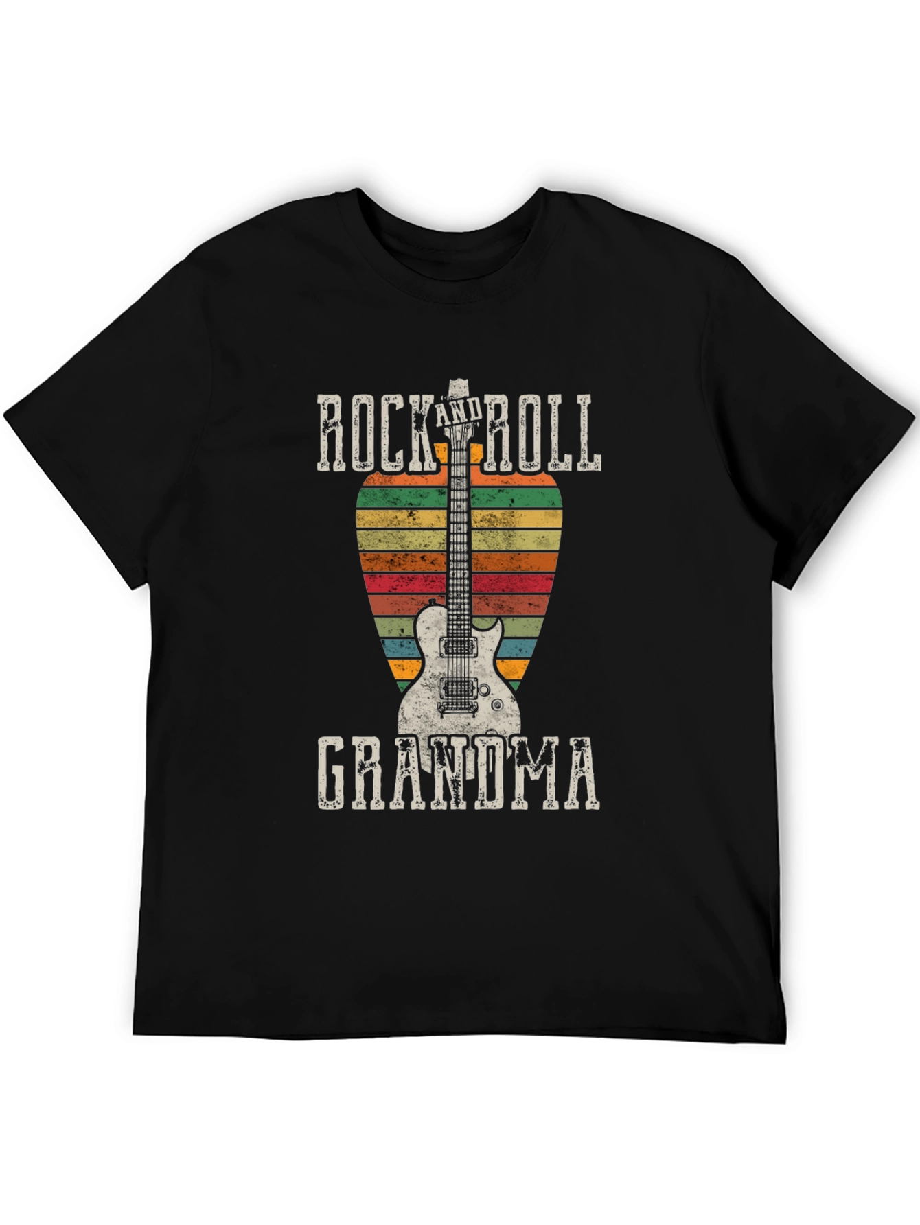 Black Rock and Roll Grandma Guitar T-Shirt - Vintage Style view 5