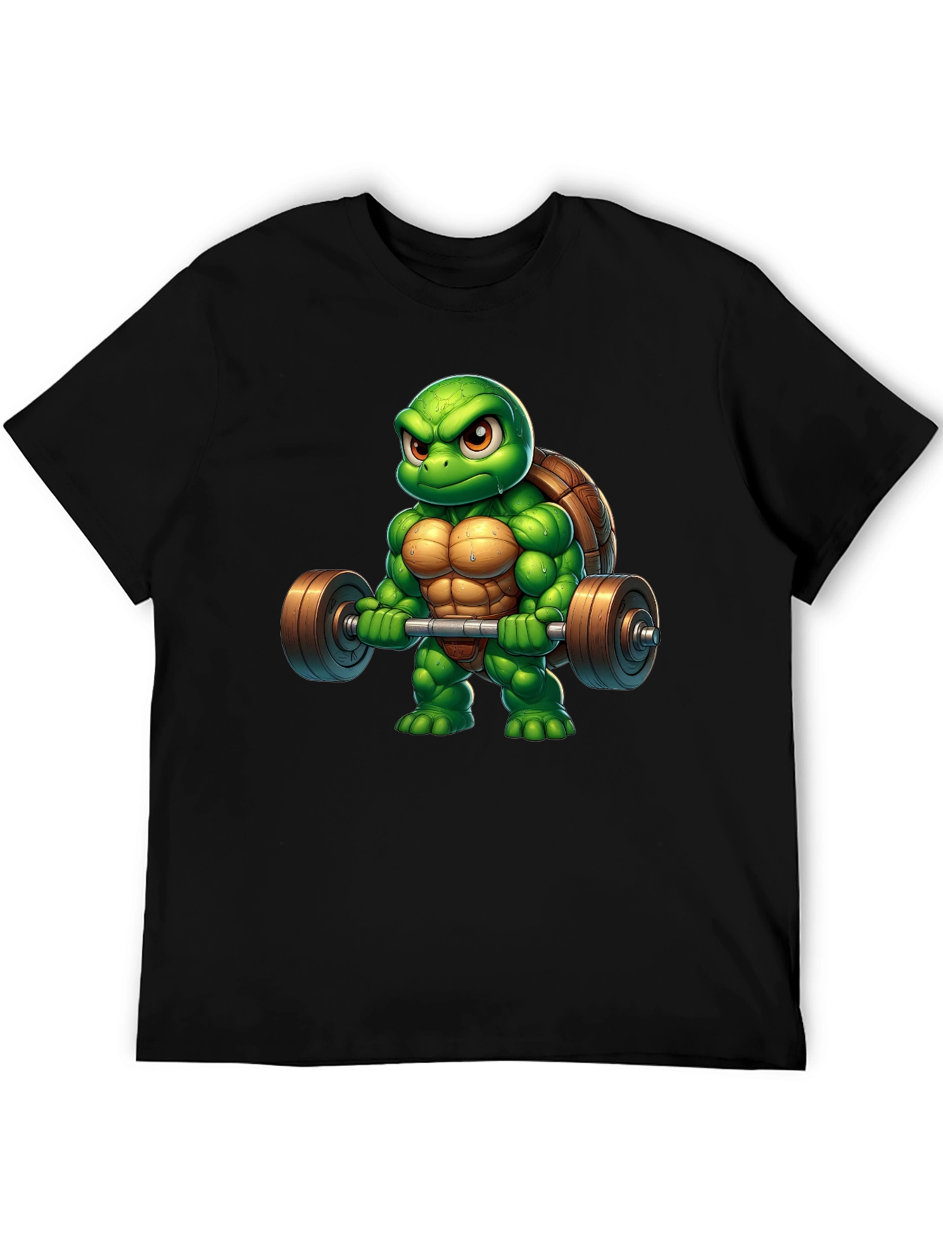 Black Turtle Powerlifter Black T-Shirt view 5
