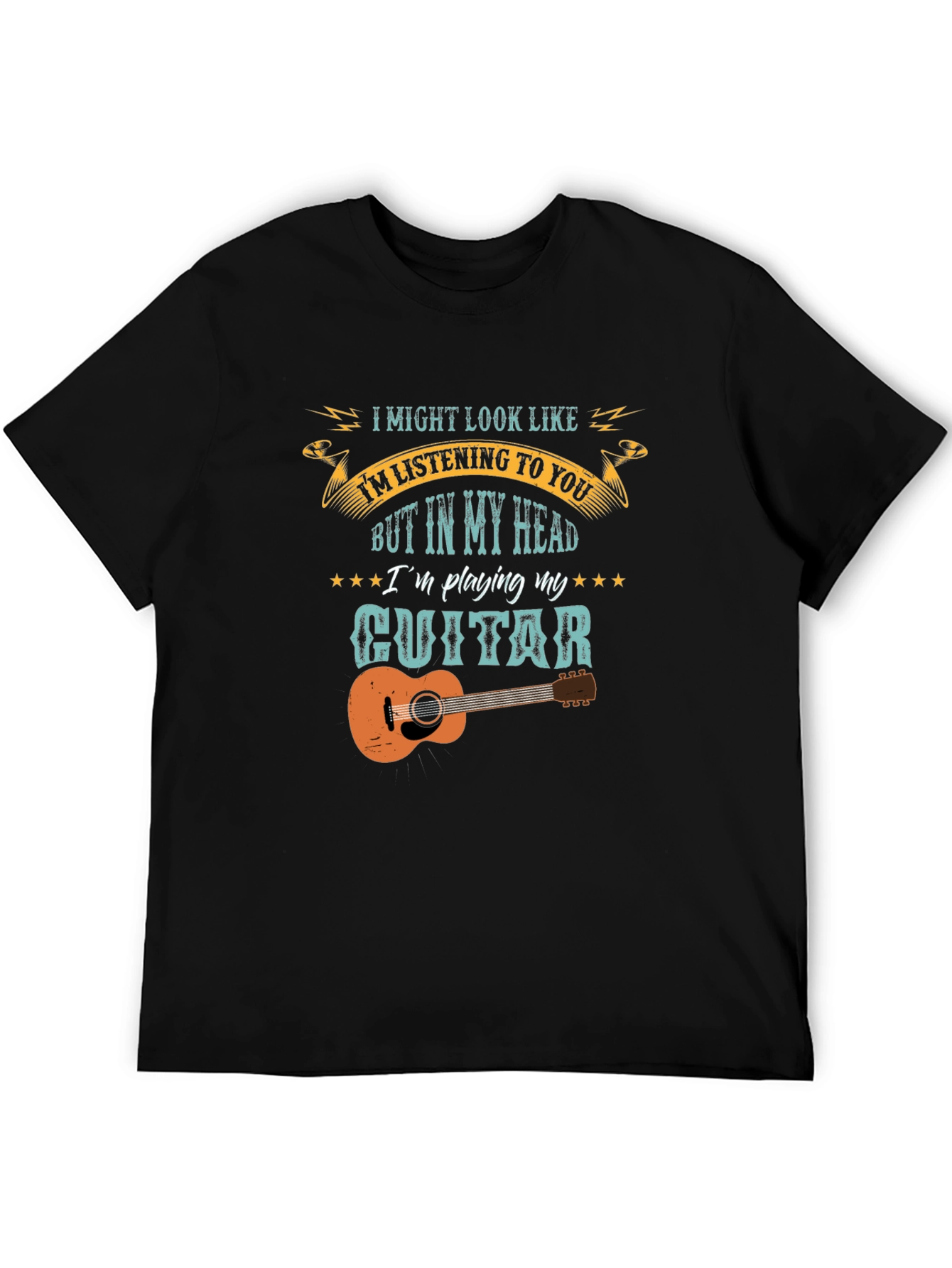 Black Guitar Player Graphic Tee - Music Lover T-Shirt view 5