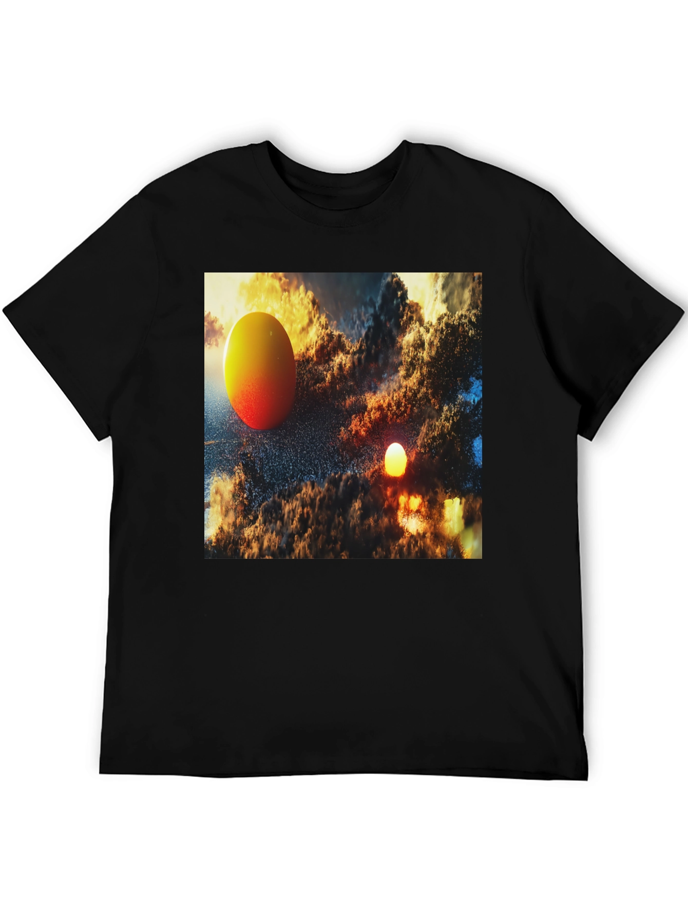 Black Abstract Art Graphic Tee - Black Cotton Blend T-Shirt view 5