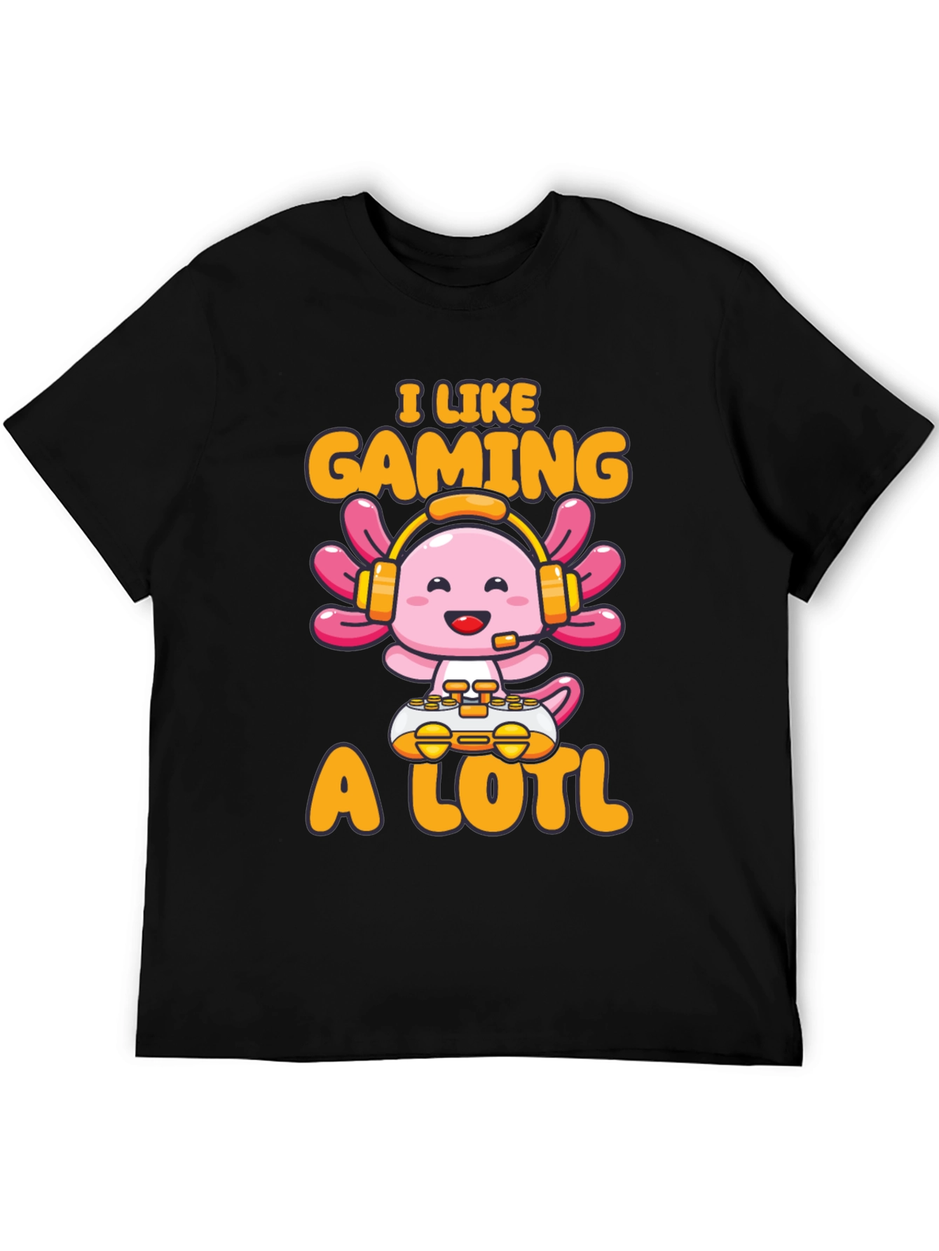 Black Gamer Axolotl T-Shirt - I Like Gaming A Lotl view 5