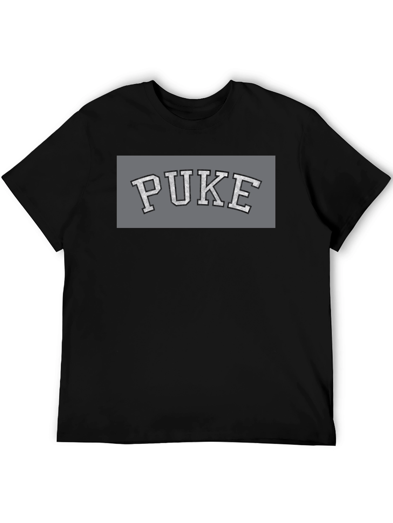 Black PUKE Graphic Tee - Collegiate Style Black T-Shirt view 5