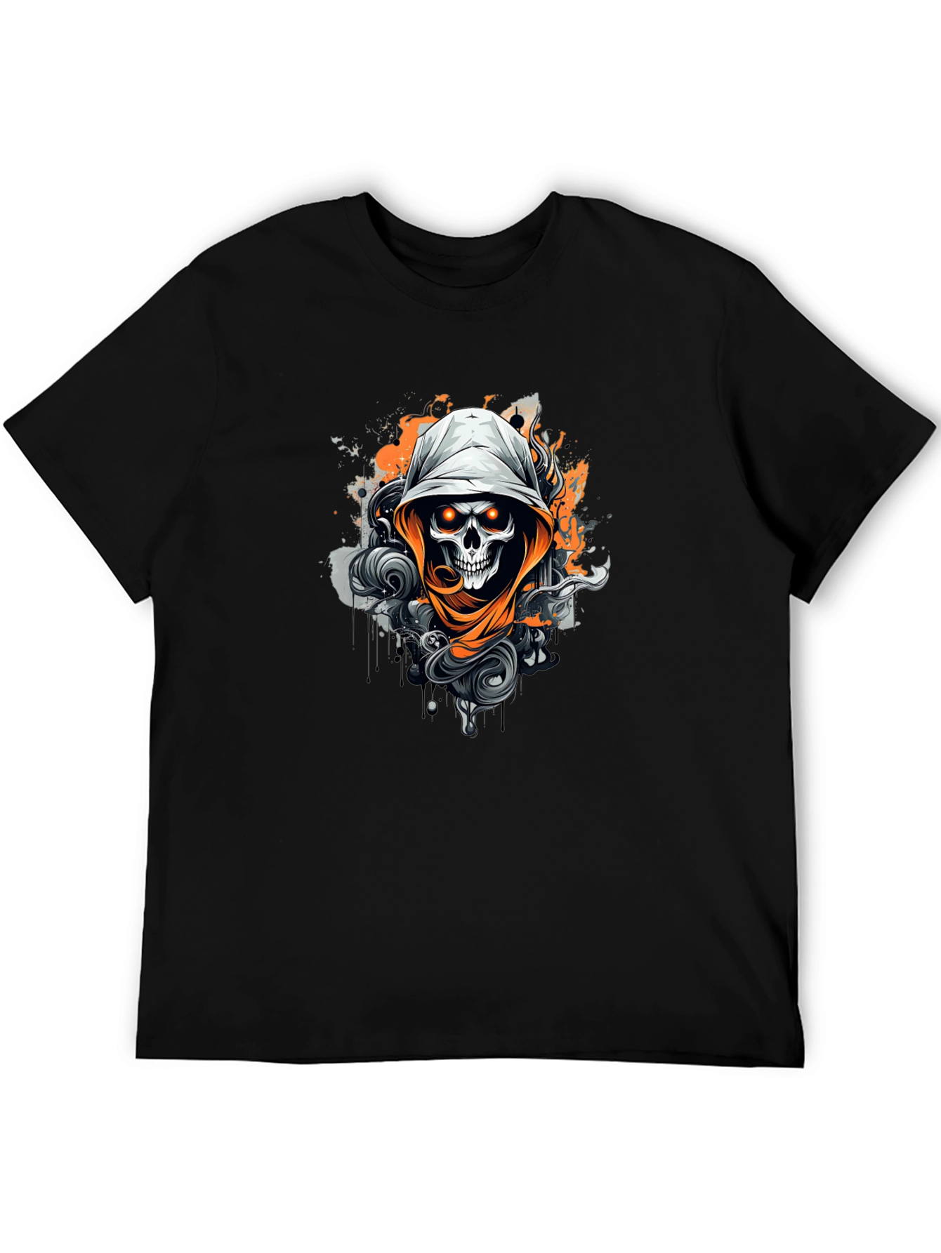 Black Skull Graphic Print Crew Neck T-Shirt view 5