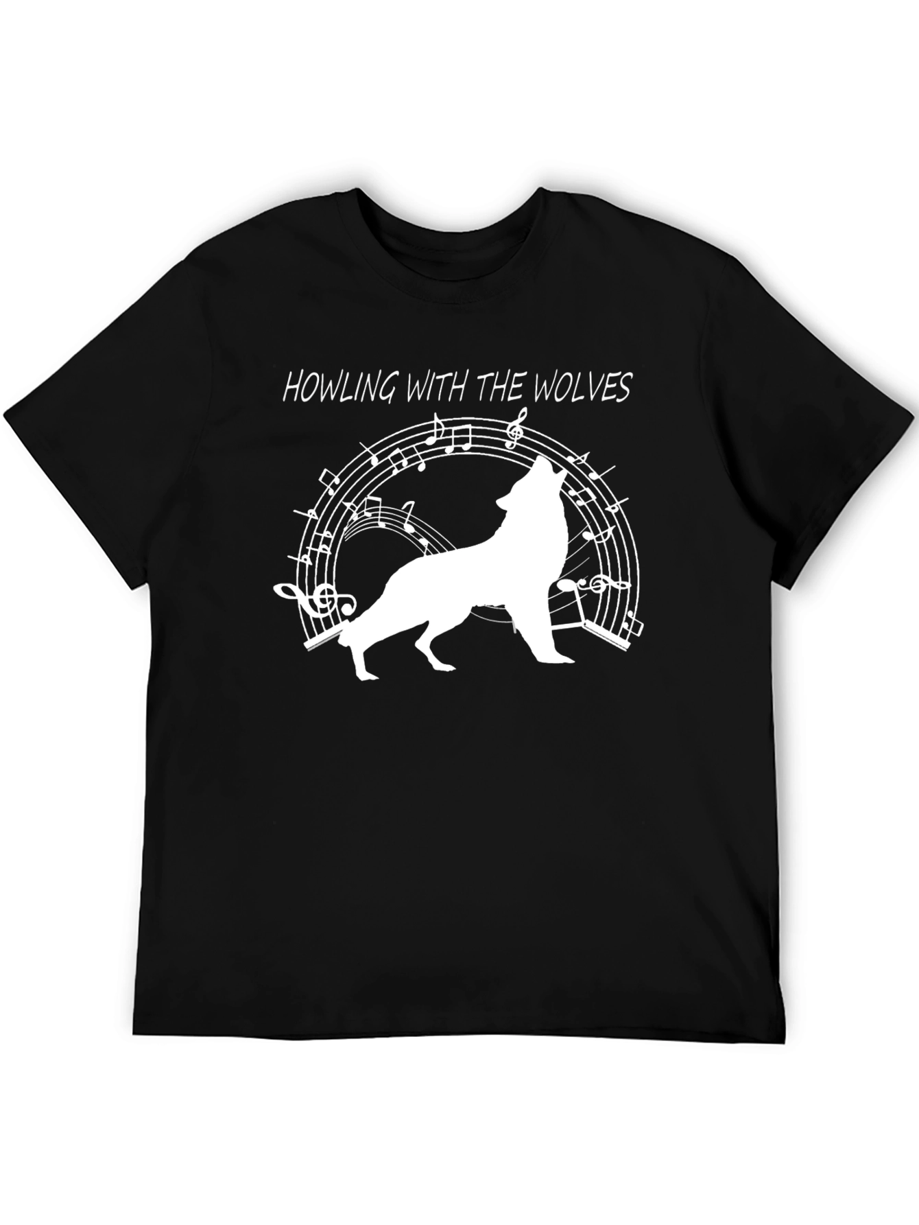 Black Howling with the Wolves Graphic Tee view 5
