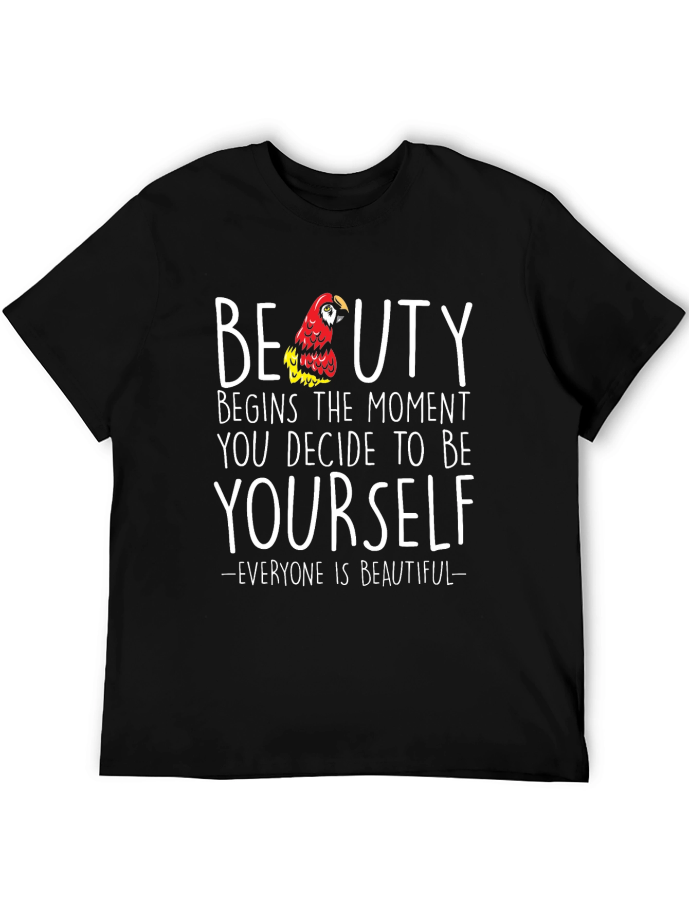 Black Beauty Yourself Parrot Graphic Tee - Unisex Cotton T-Shirt view 5