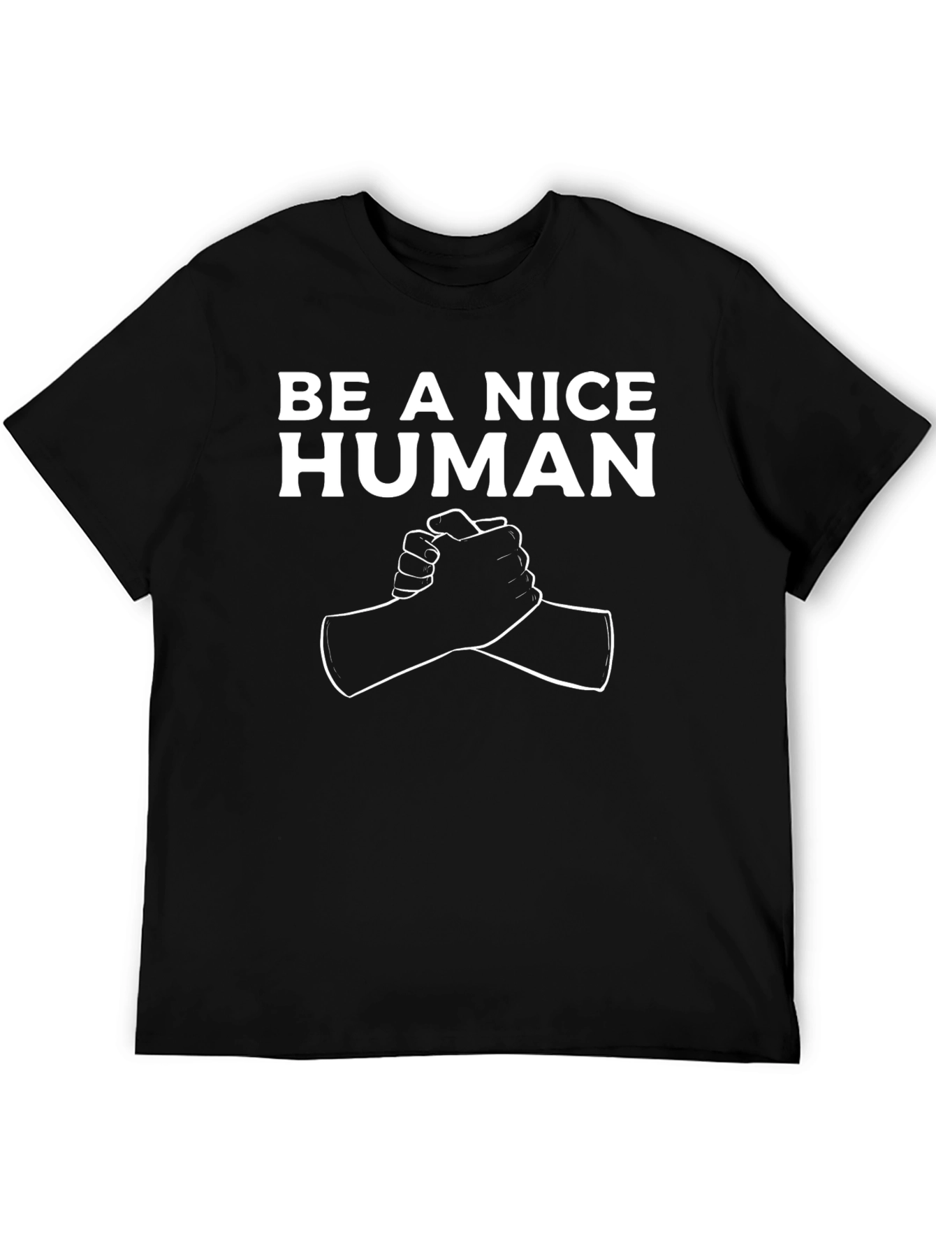 Black Be A Nice Human Graphic Tee - Soft Cotton Blend view 5