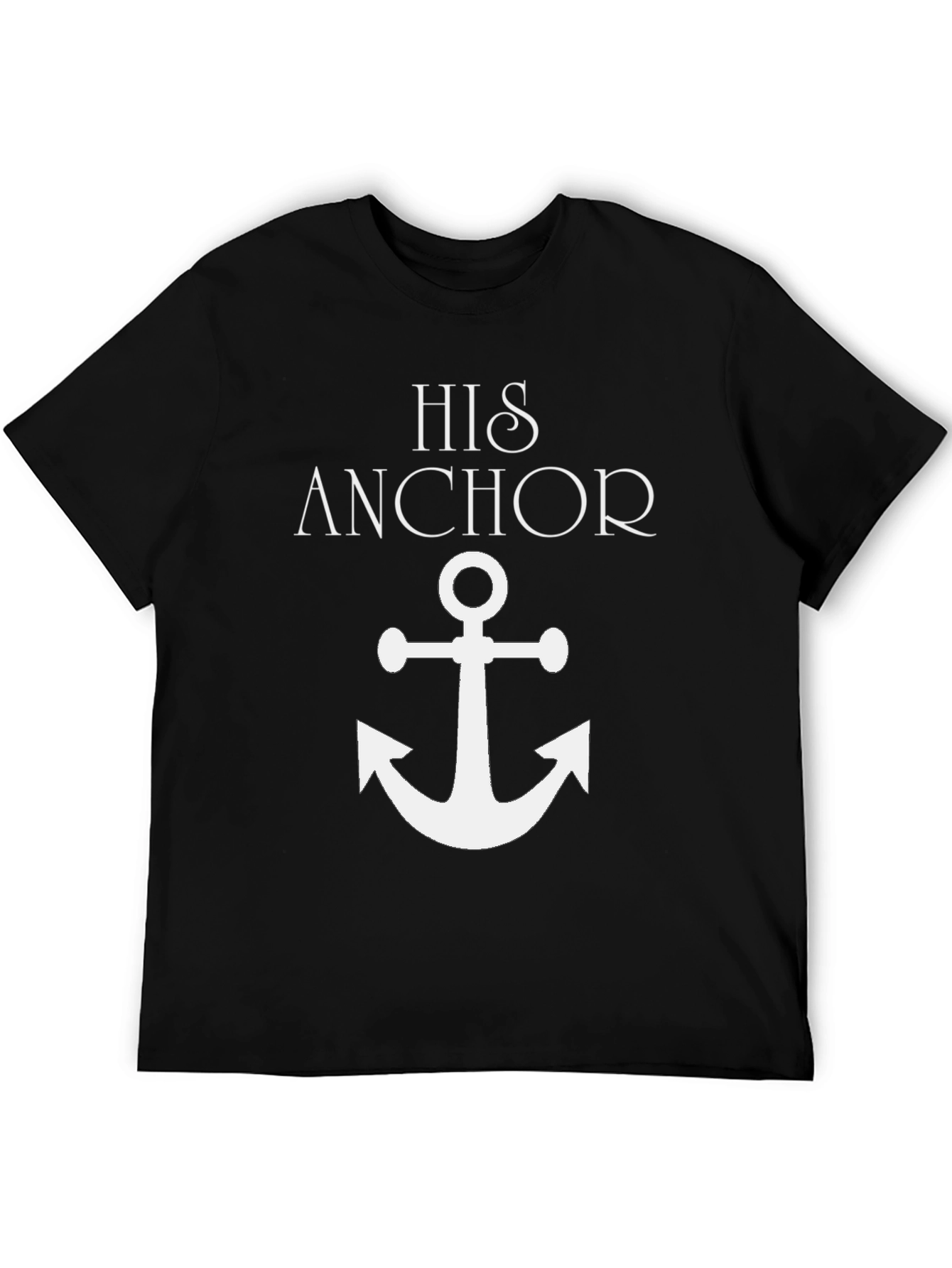 Black His Anchor Graphic Tee - Black Cotton Blend view 5