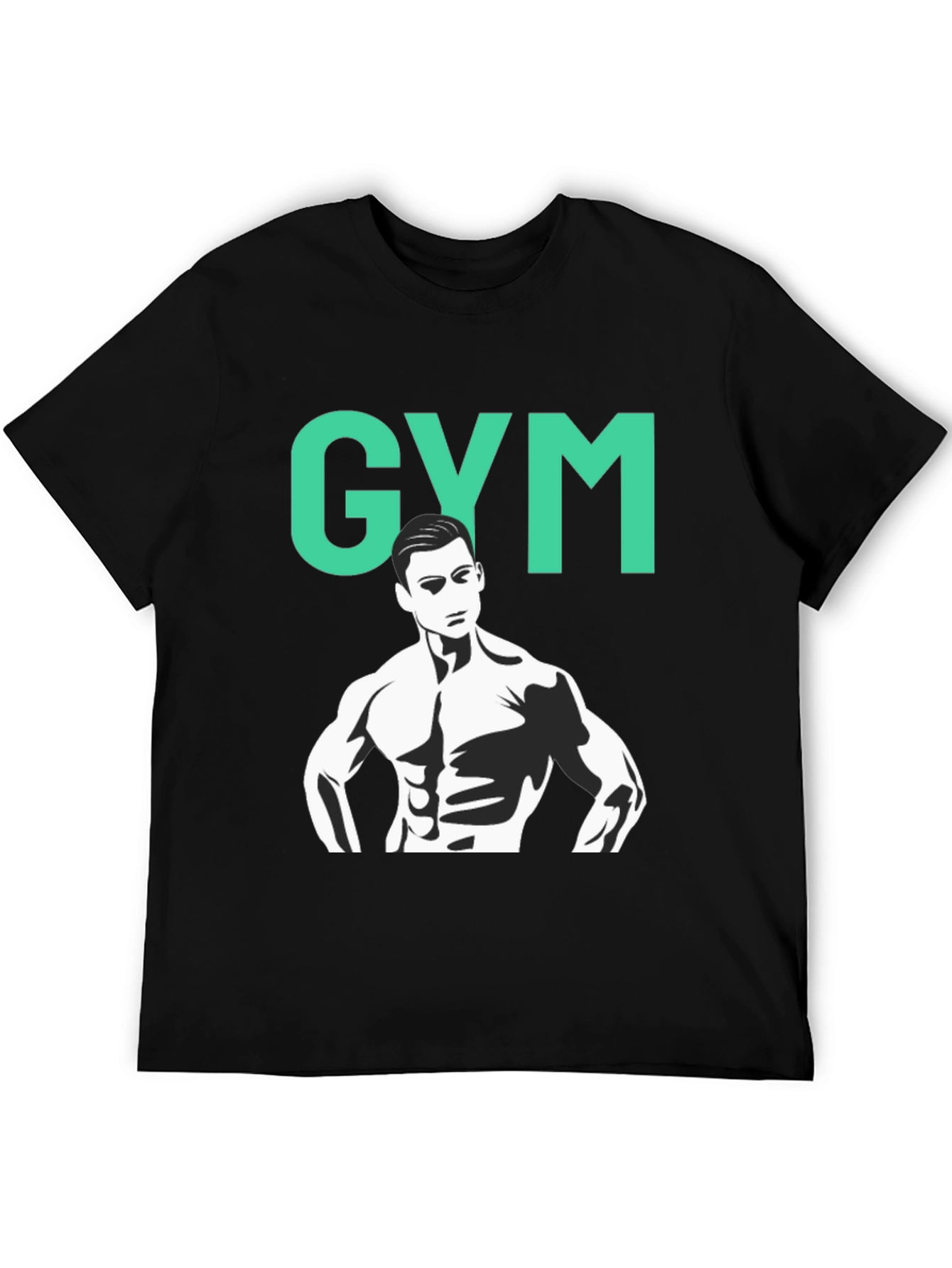 Black Gym Graphic Tee - Black Cotton Training Shirt view 5