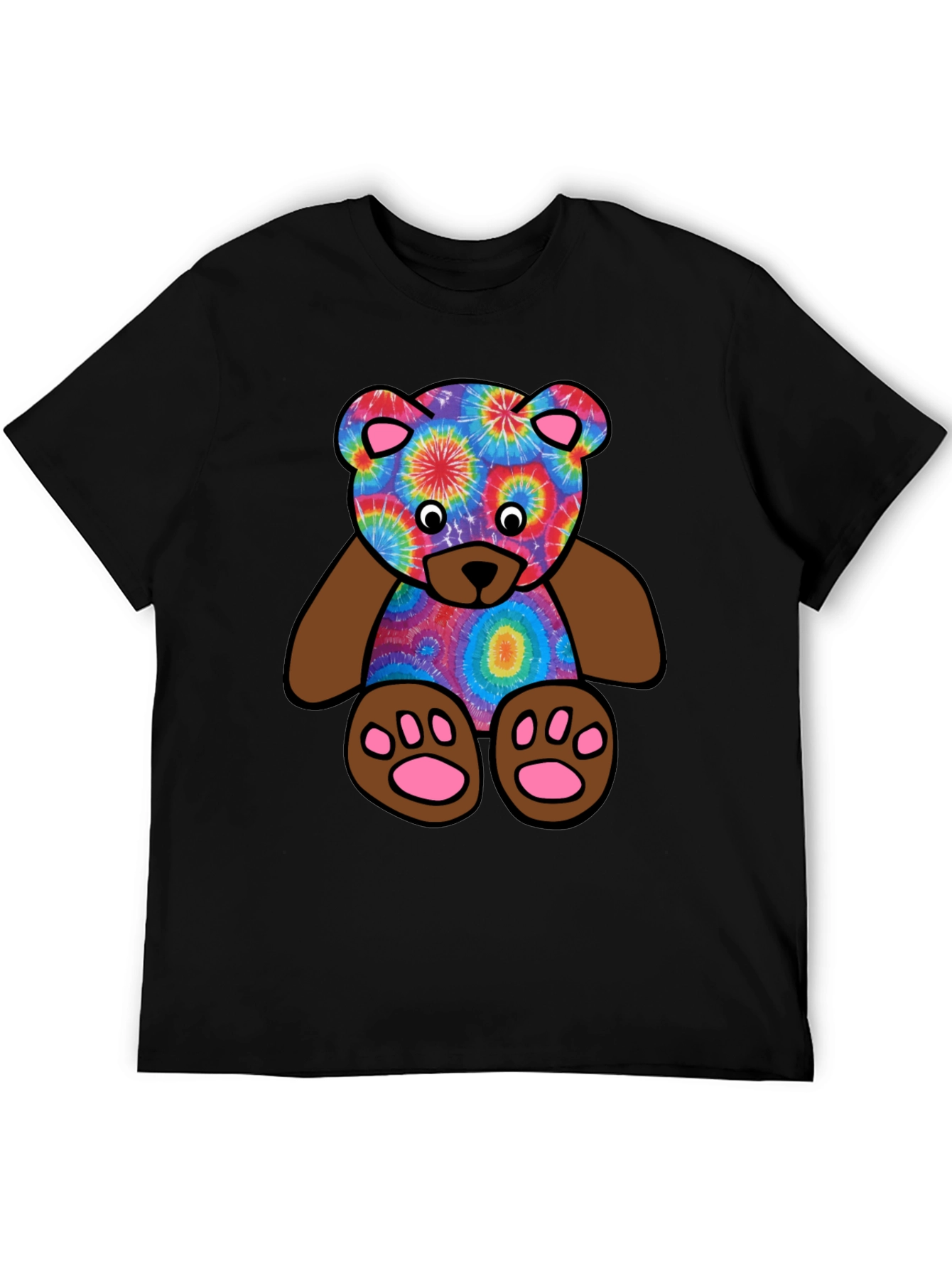 Black Tie-Dye Teddy Bear Graphic T-Shirt view 5