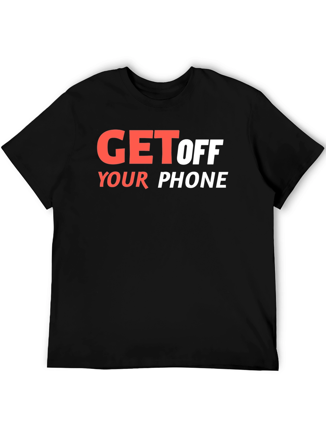 Black Get Off Your Phone Graphic Tee - Black Cotton Blend view 5