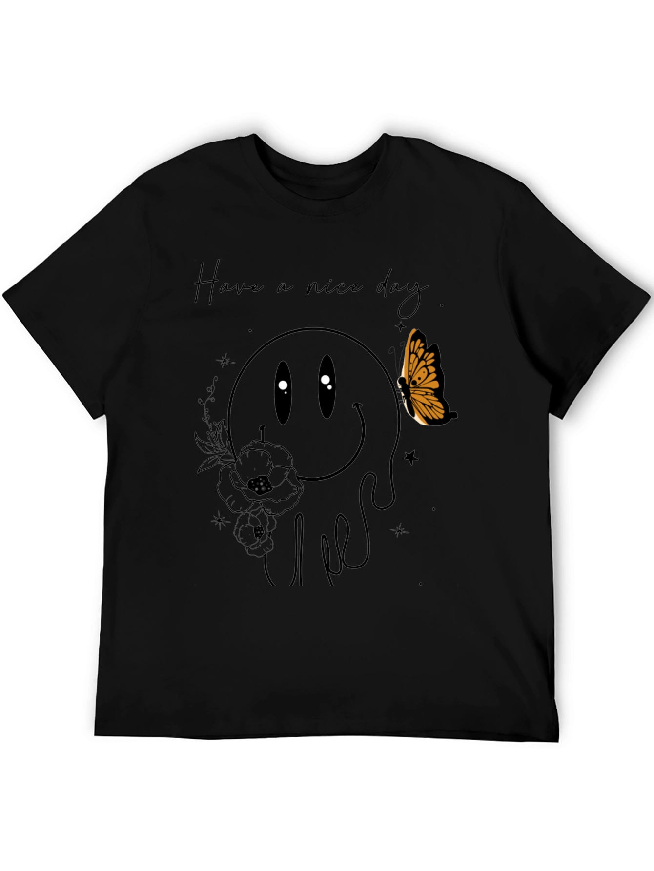 Black Have a Nice Day Smiley Face Graphic Tee - Black view 5