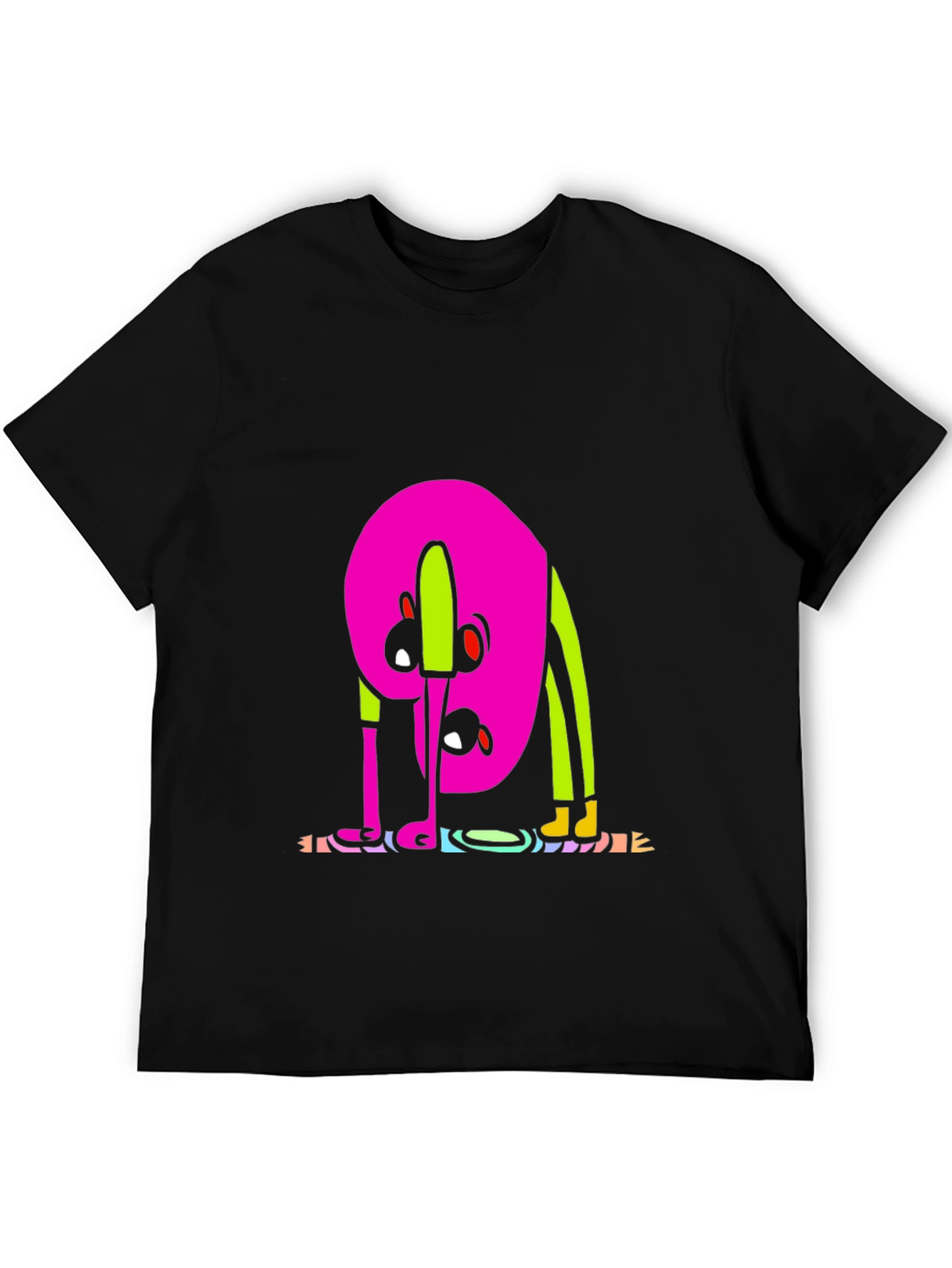 Black Funky Cartoon Graphic Tee - Black view 5