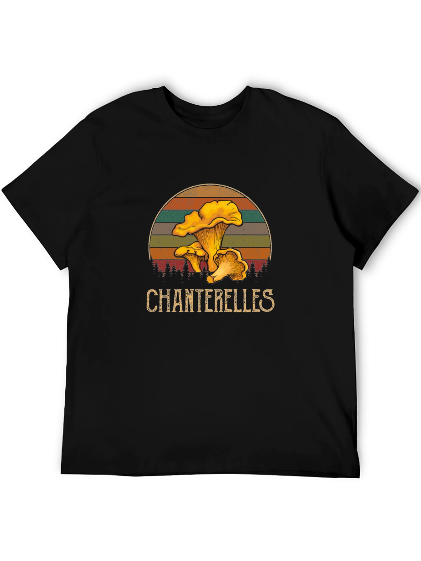 Black Chanterelle Mushroom Graphic T-Shirt view 5