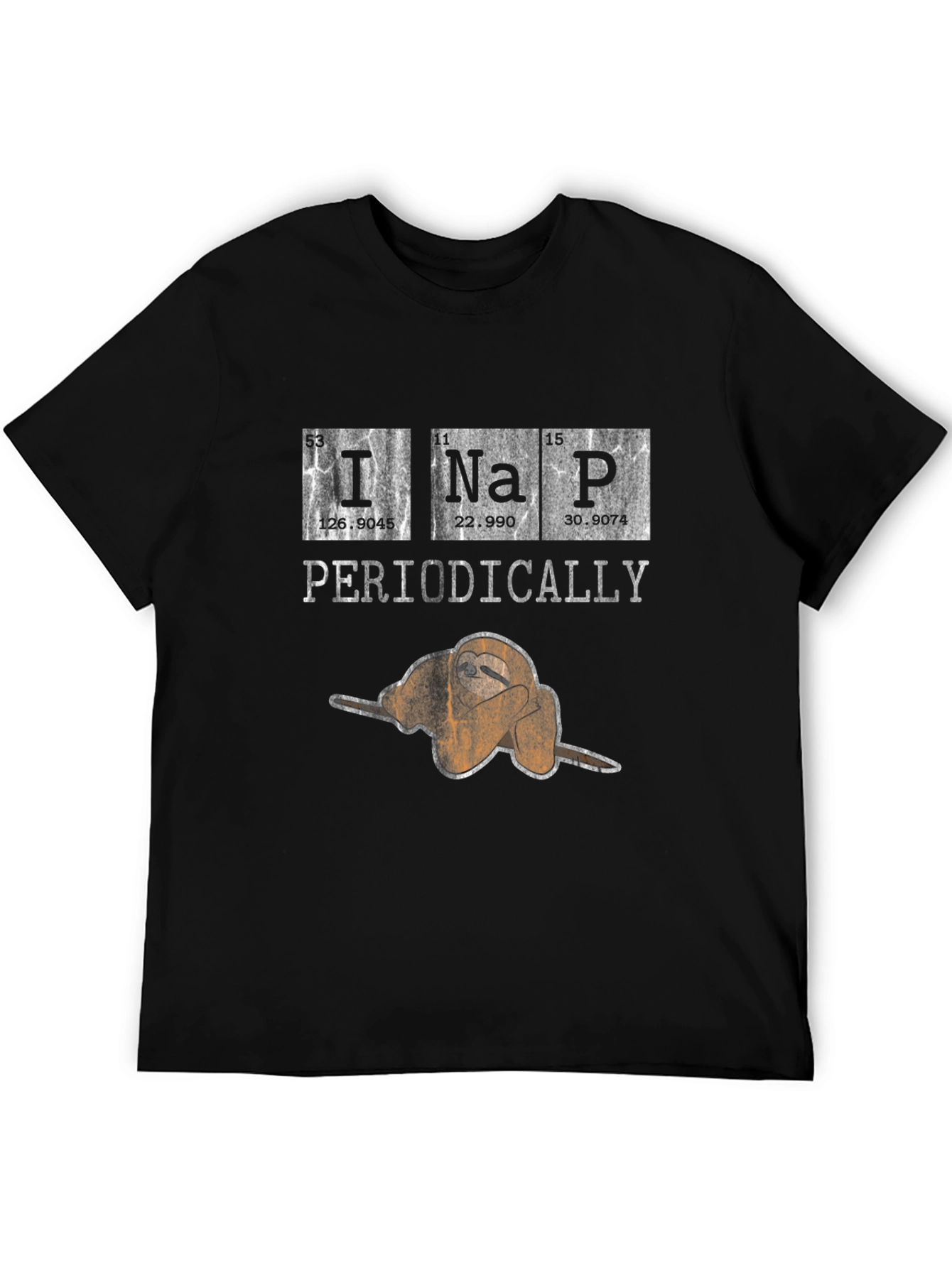 Black Periodically Nap Sloth Graphic T-Shirt view 5