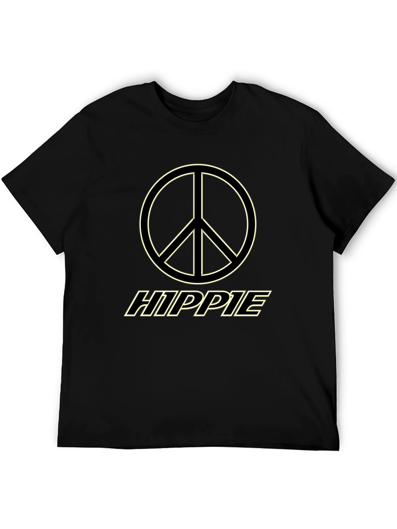 Black Hippie Peace Sign Graphic Tee view 5