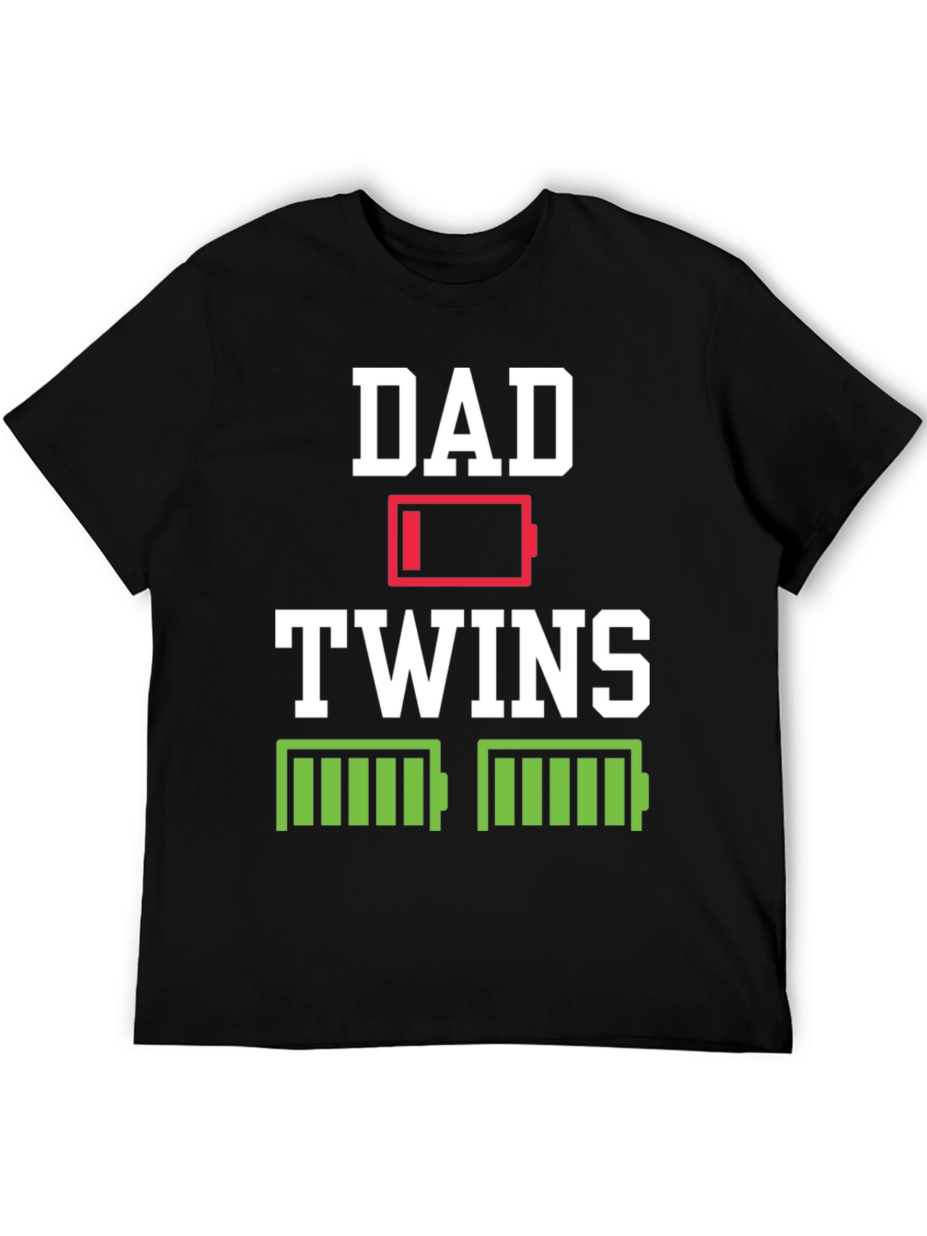 Black Dad of Twins Low Battery T-Shirt view 5