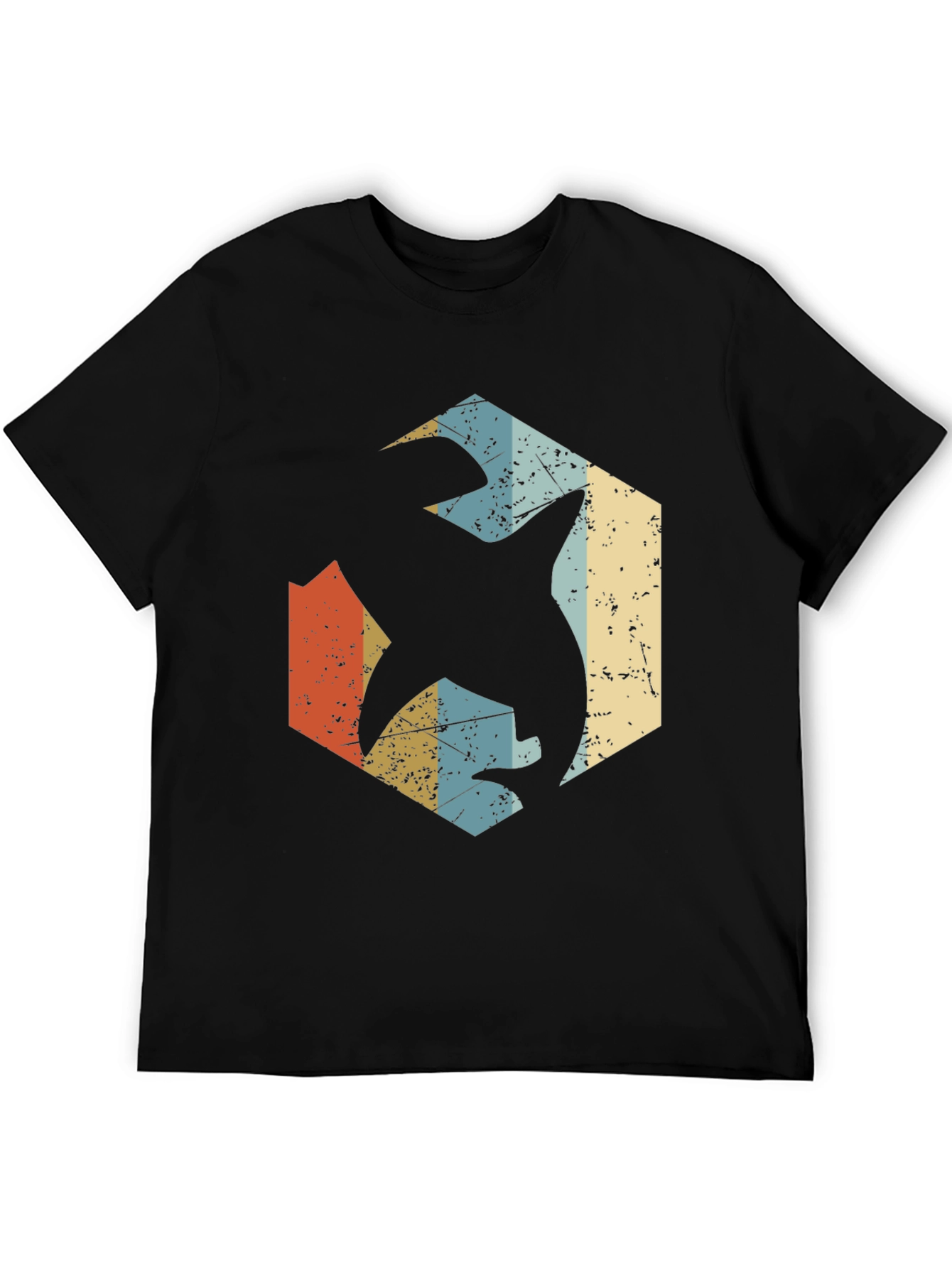 Black Retro Shark Graphic Tee - Black Cotton Blend view 5