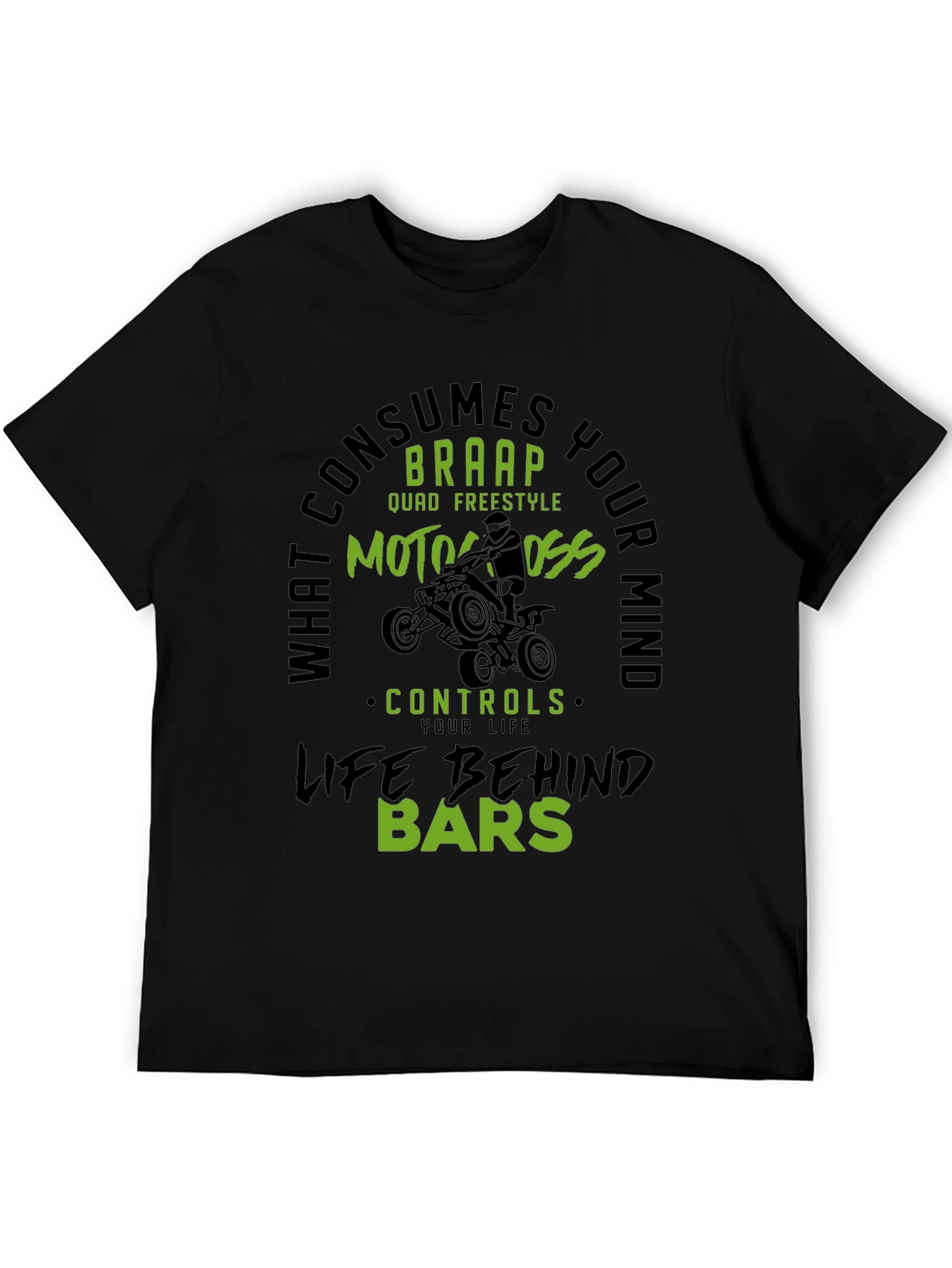 Black Motocross Life Behind Bars Graphic Tee view 5
