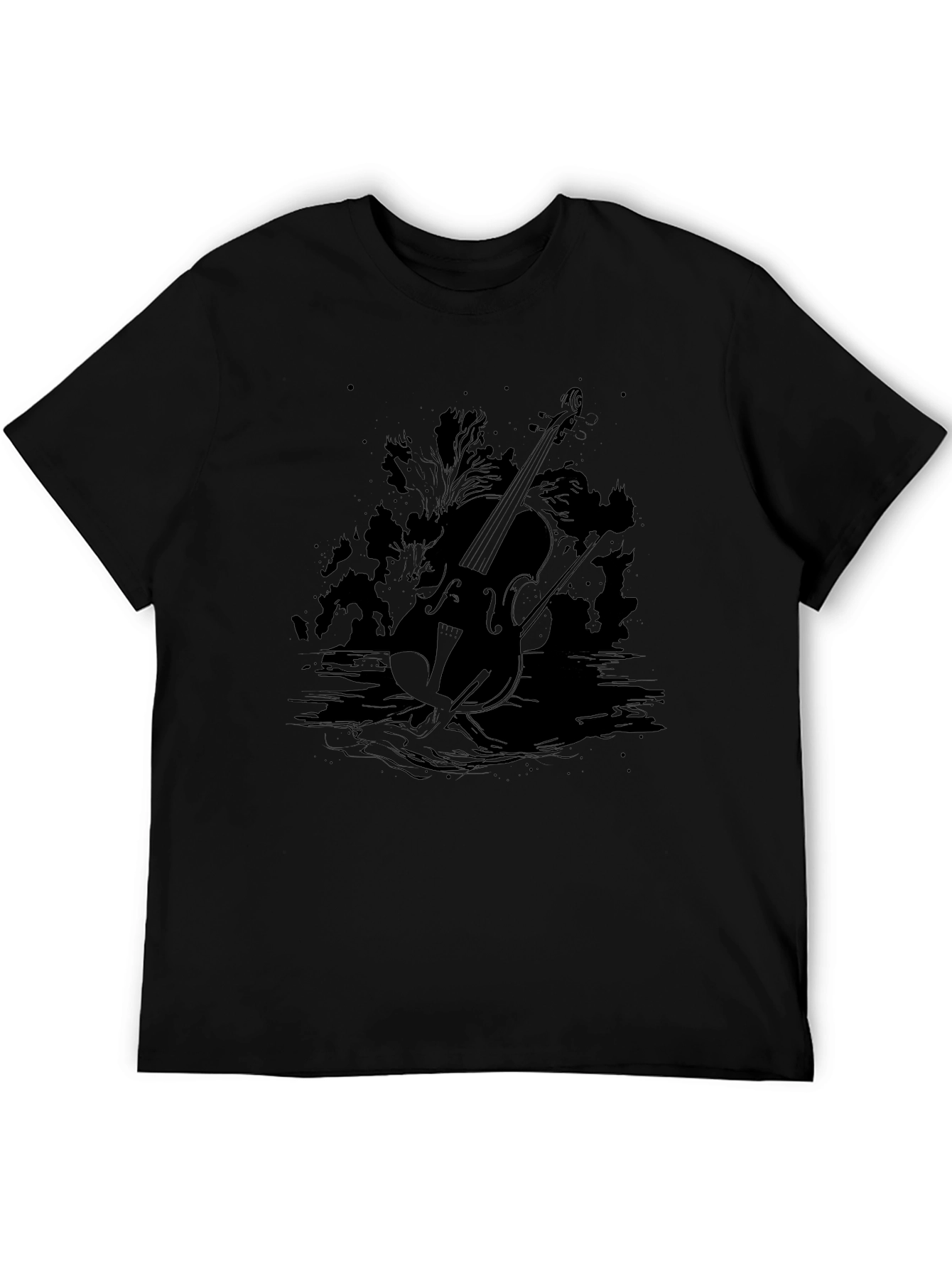 Black Violin Silhouette Graphic T-Shirt - Black view 5
