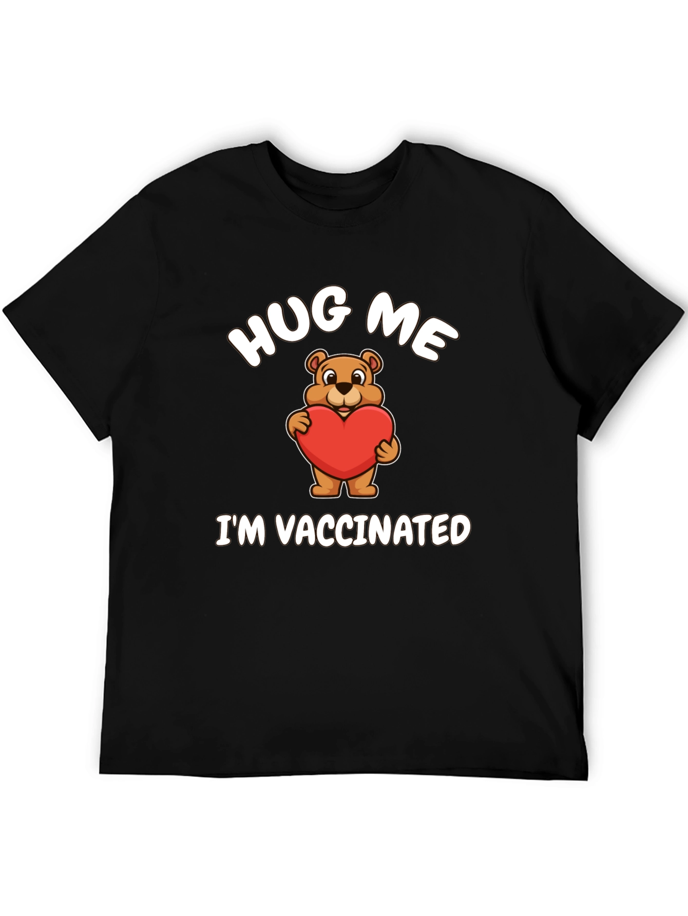 Black Hug Me I'm Vaccinated Bear T-Shirt view 5