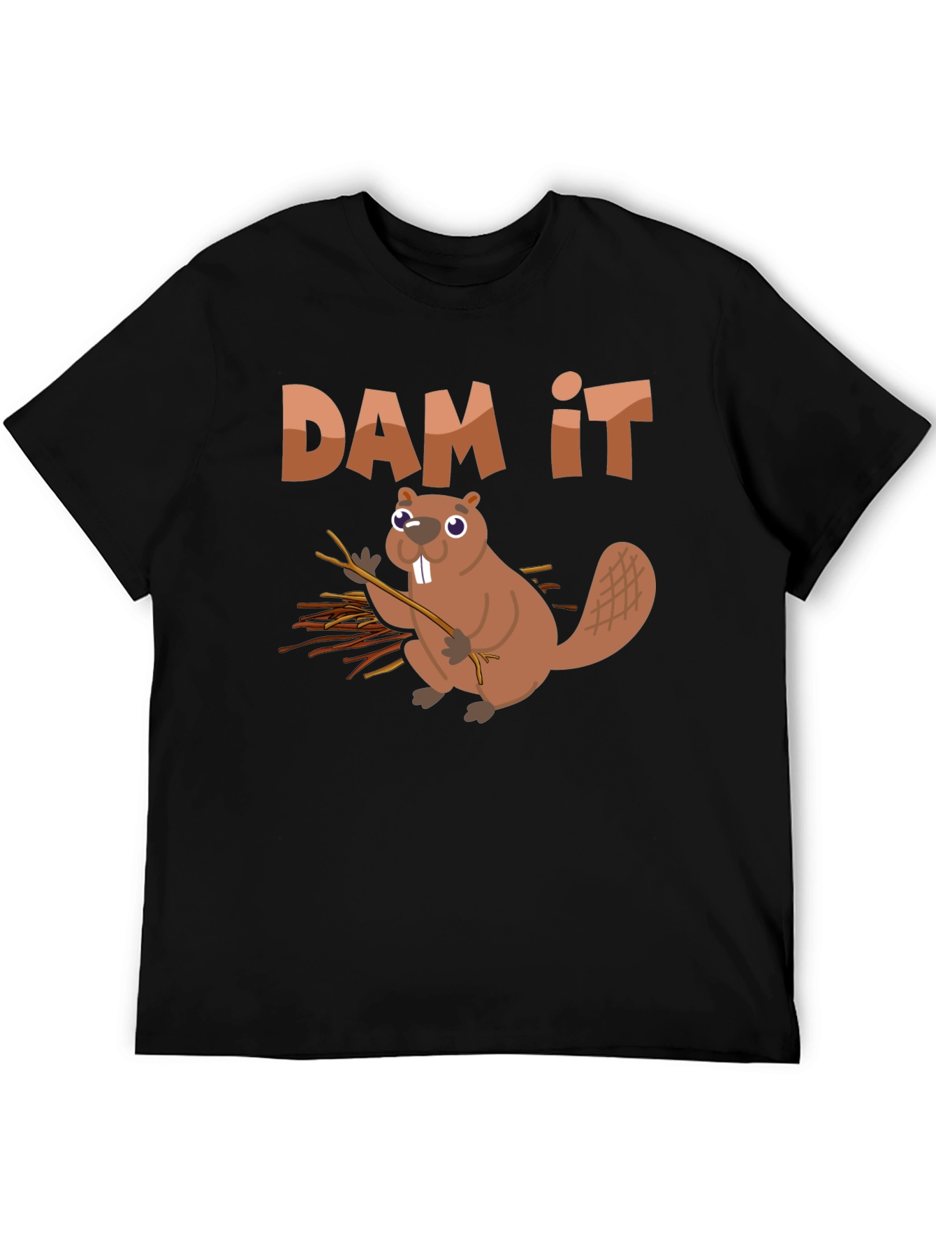 Black Funny Beaver "Dam It" Graphic T-Shirt view 5