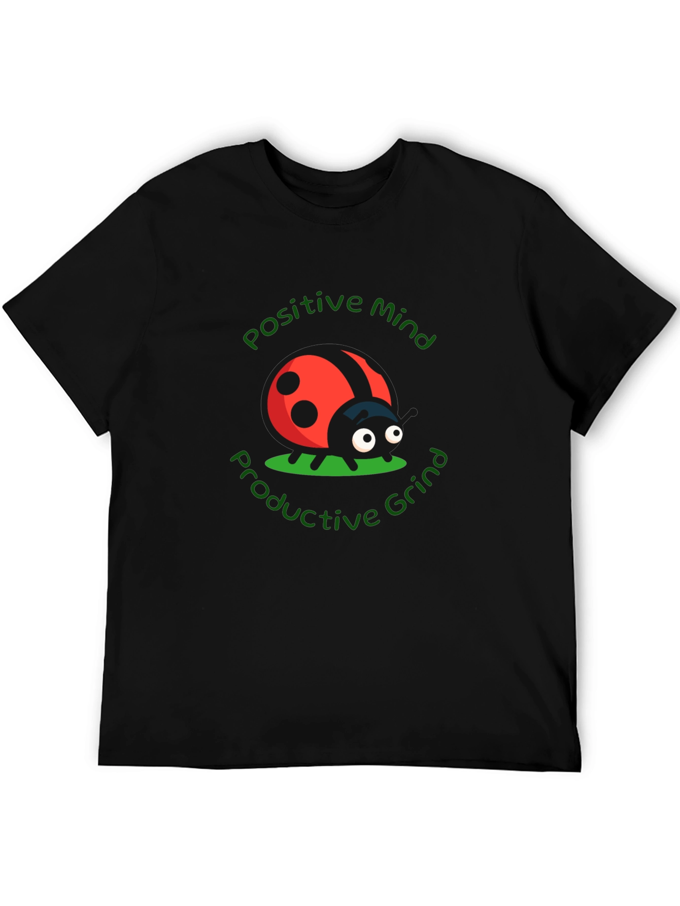 Black Positive Mind Ladybug Graphic Tee - Black view 5