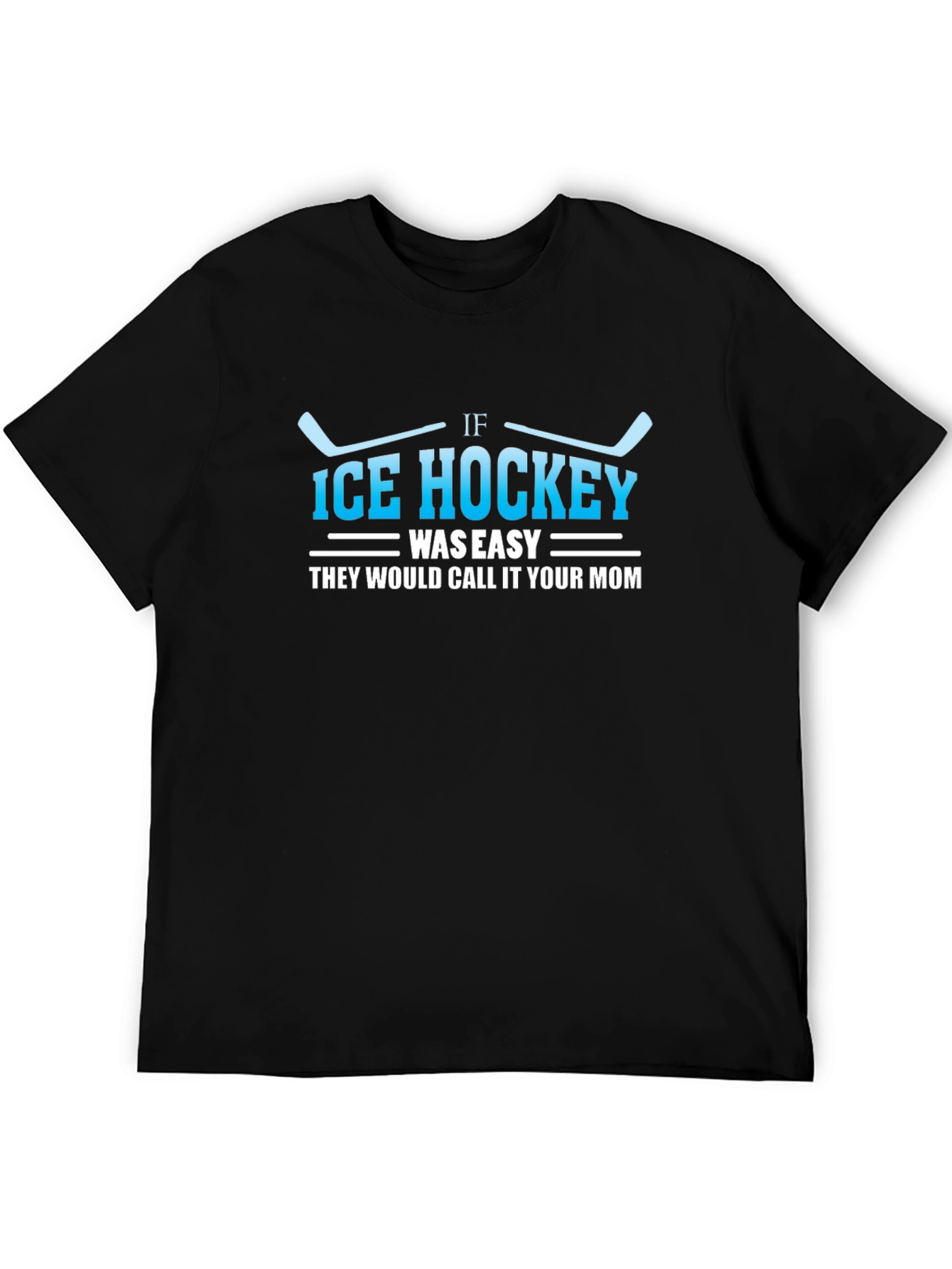 Black Funny Ice Hockey T-Shirt - Your Mom Joke Tee view 5