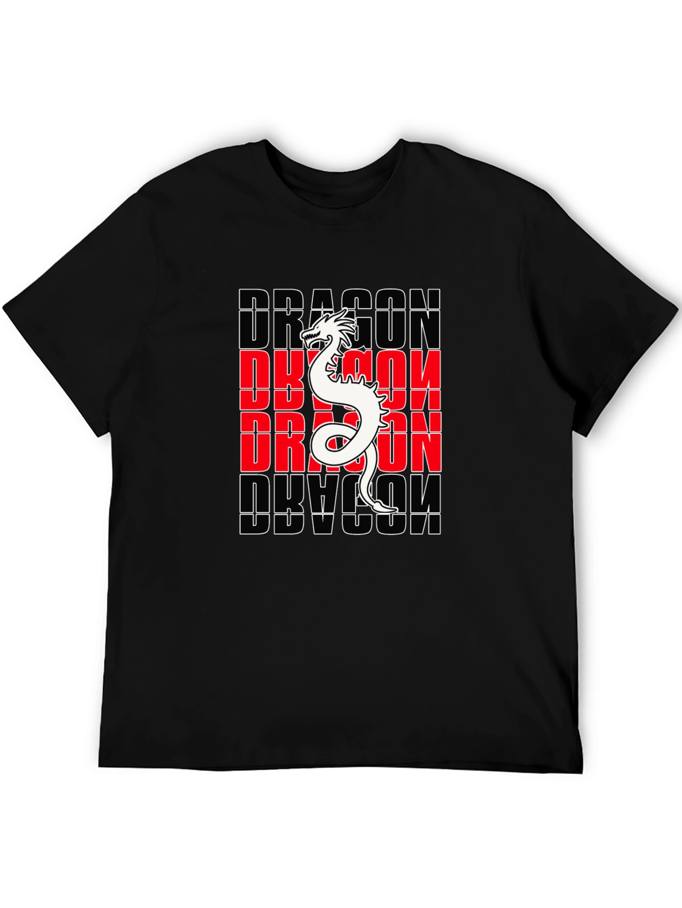 Black Dragon Graphic Print Crew Neck T-Shirt - Black view 5