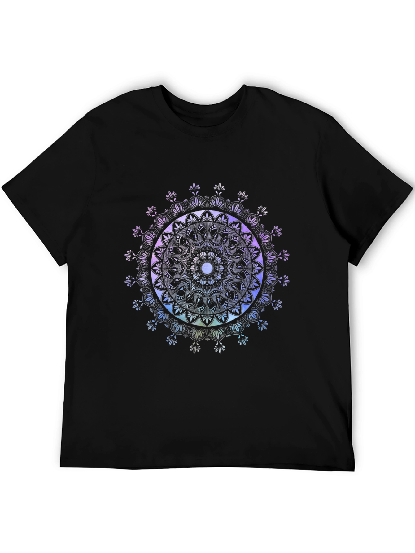 Black Mandala Art Black T-Shirt view 5