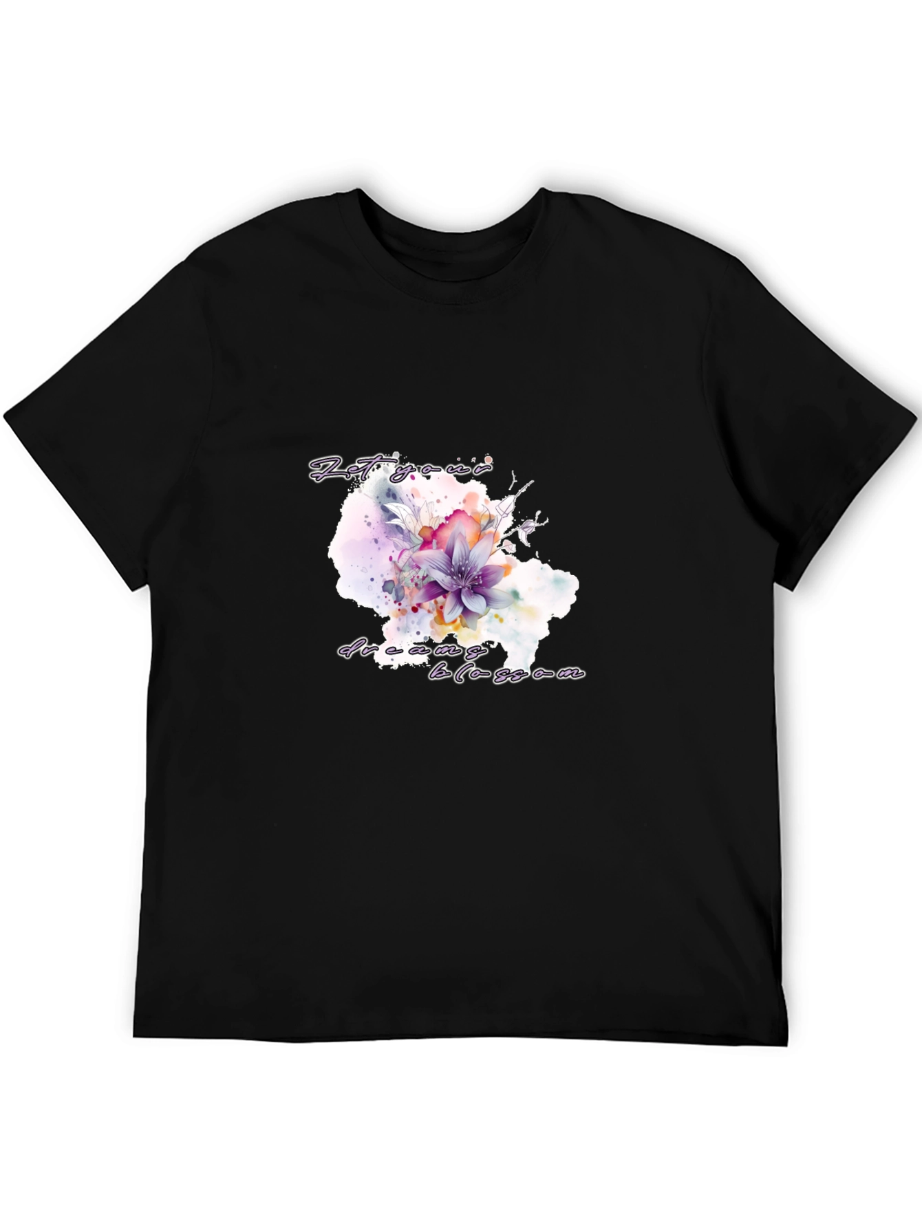Black Floral Bloom Graphic Tee - Let Your Dreams Blossom view 5
