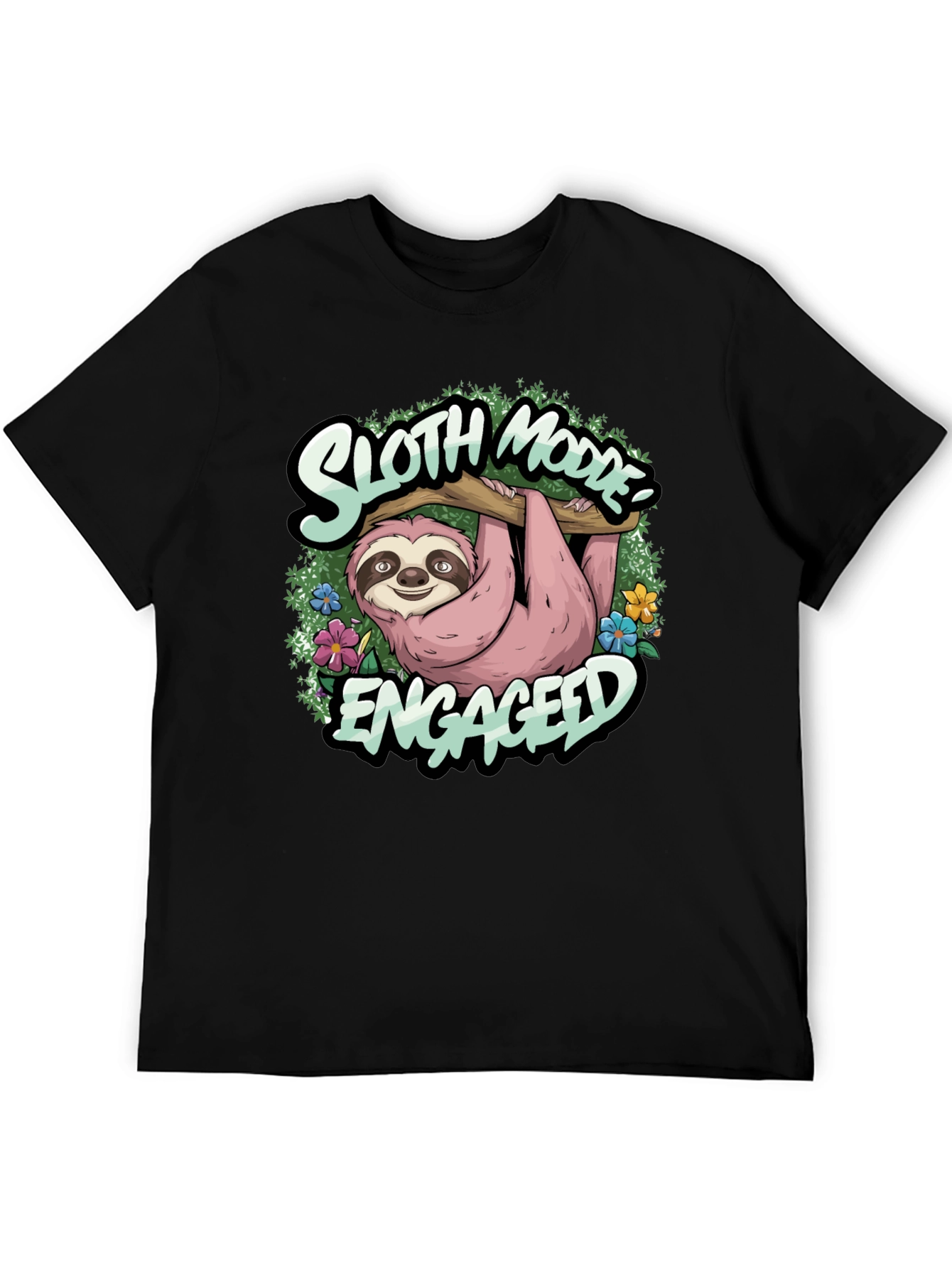 Black Sloth Mode Engaged Tee - Relaxed Casual Wear view 5