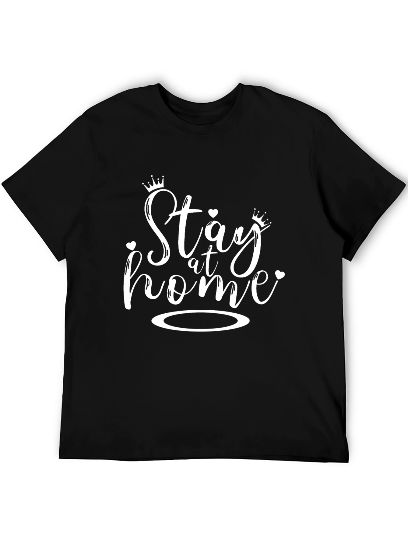 Black Stay at Home Graphic Tee - Black Cotton T-Shirt view 5