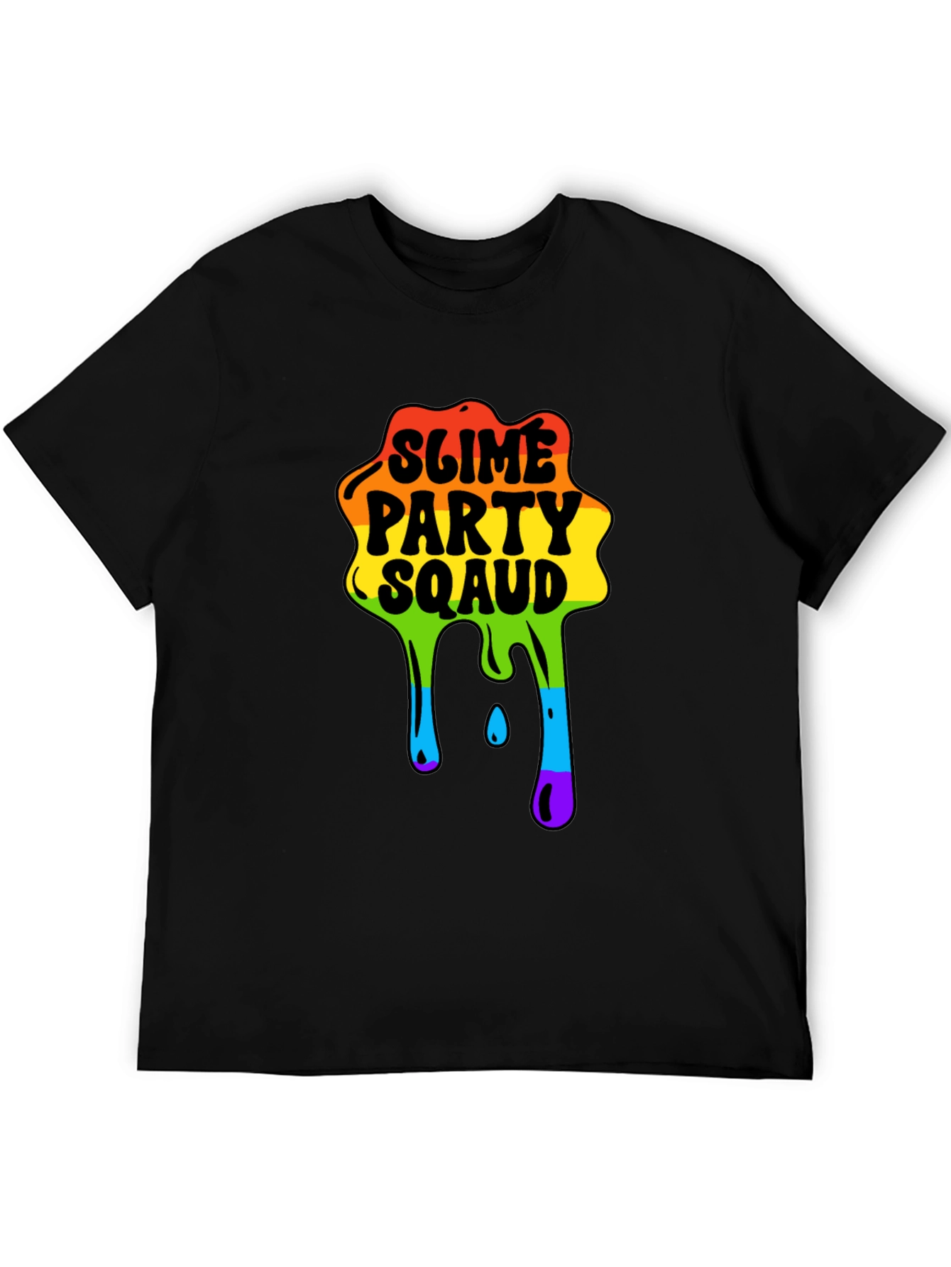 Black Slime Party Squad Tee Rainbow Drip Graphic view 5